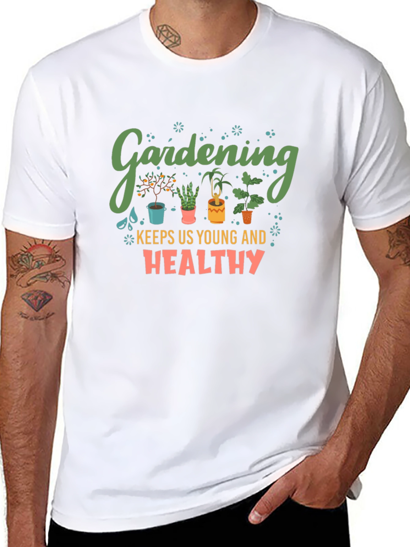 Gardening Keeps Us Young & Healthy Black T-Shirt