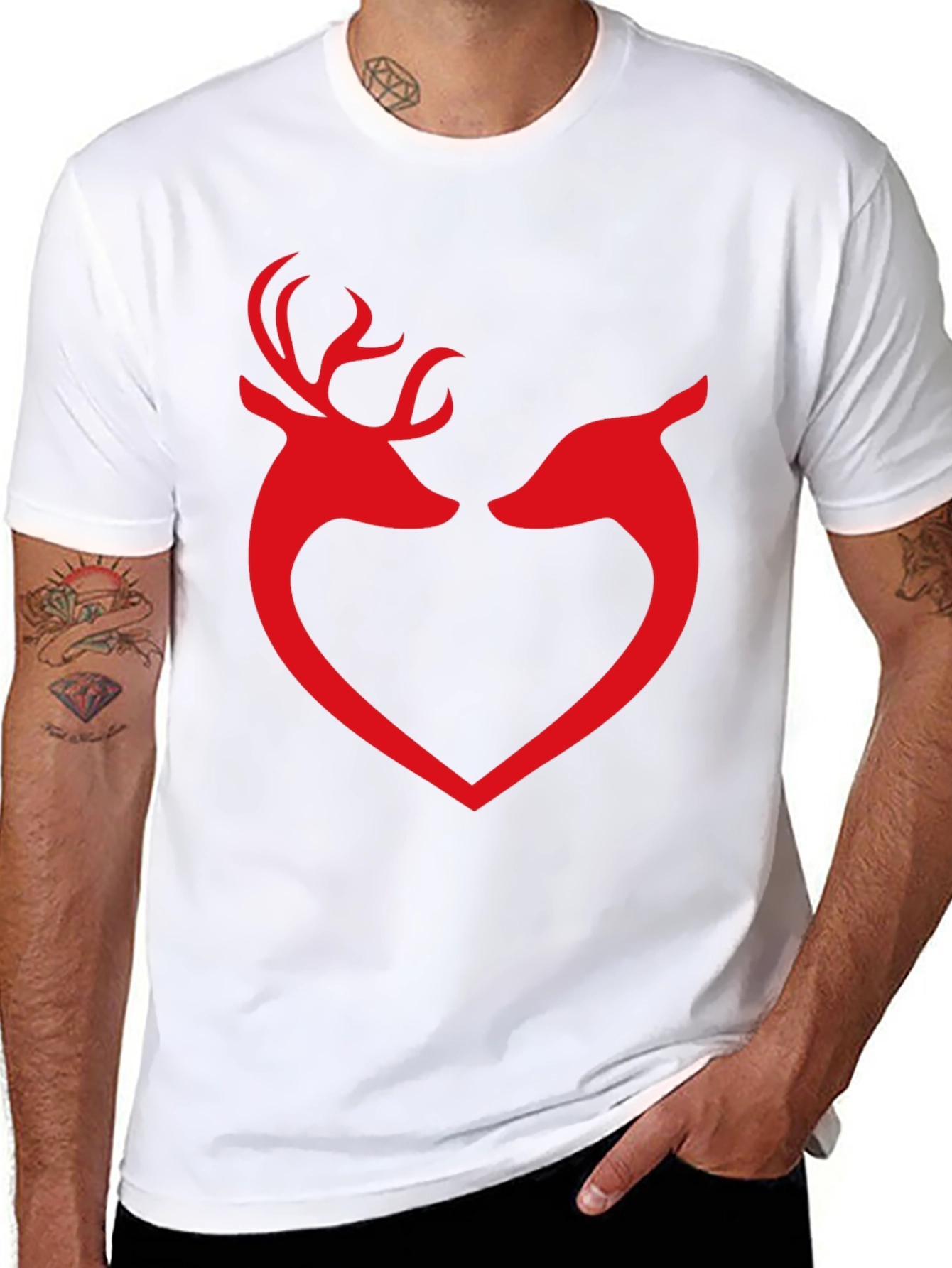 Deer Heart Graphic Tee - Black Cotton Blend