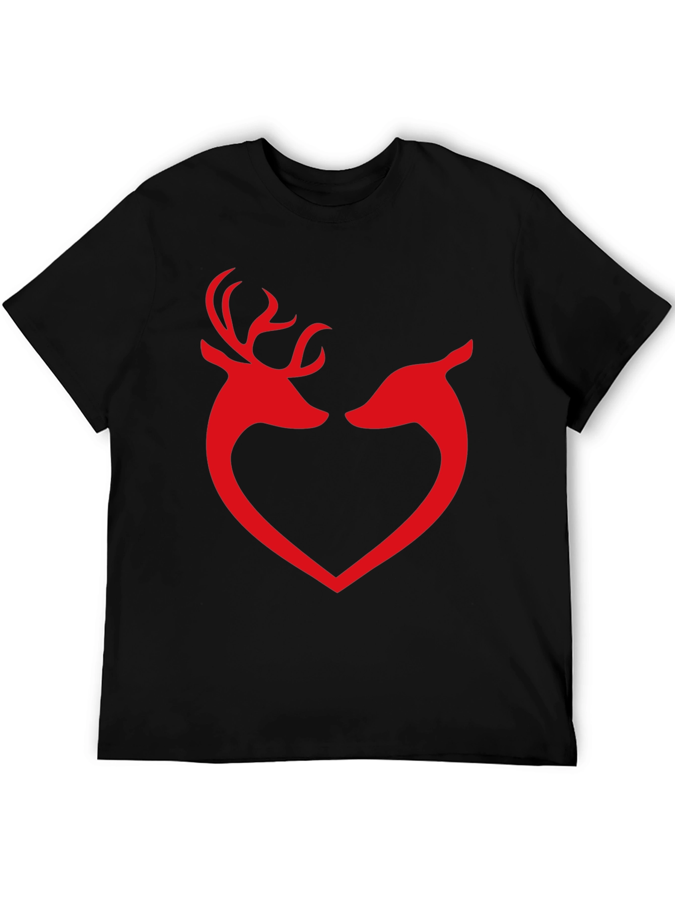 Deer Heart Graphic Tee - Black Cotton Blend
