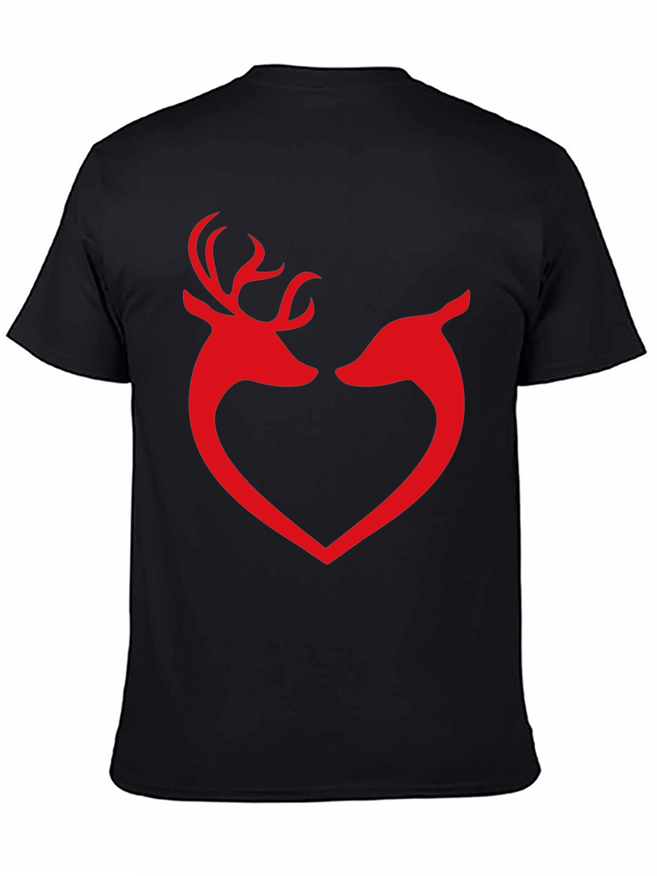 Deer Heart Graphic Tee - Black Cotton Blend