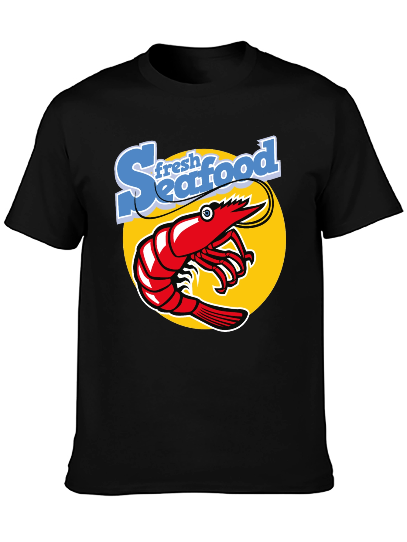 Fresh Seafood Graphic T-Shirt - Shrimp Design Black