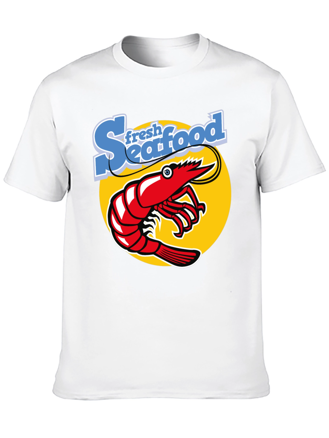 Fresh Seafood Graphic T-Shirt - Shrimp Design Black