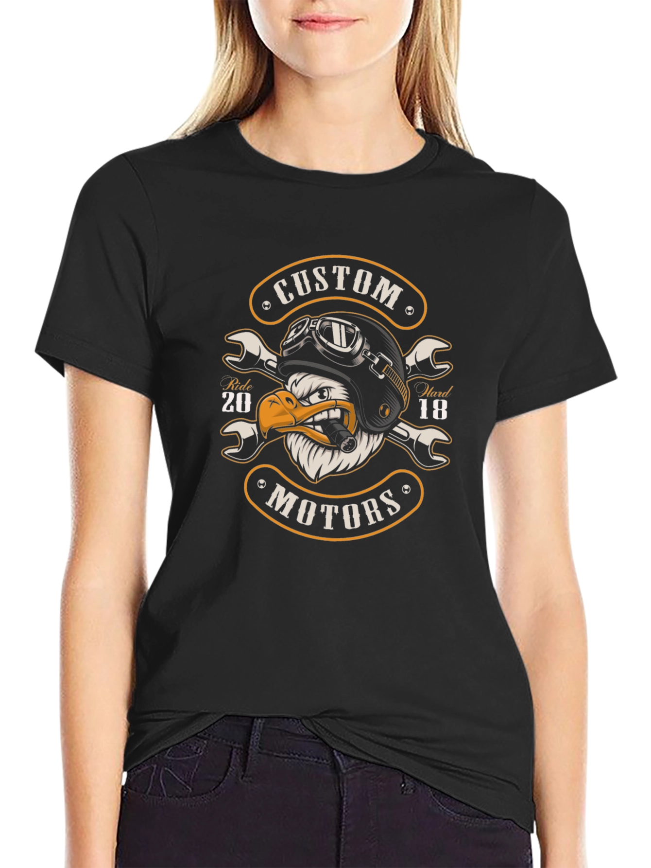 Custom Motors Eagle Ride Hard Black T-Shirt