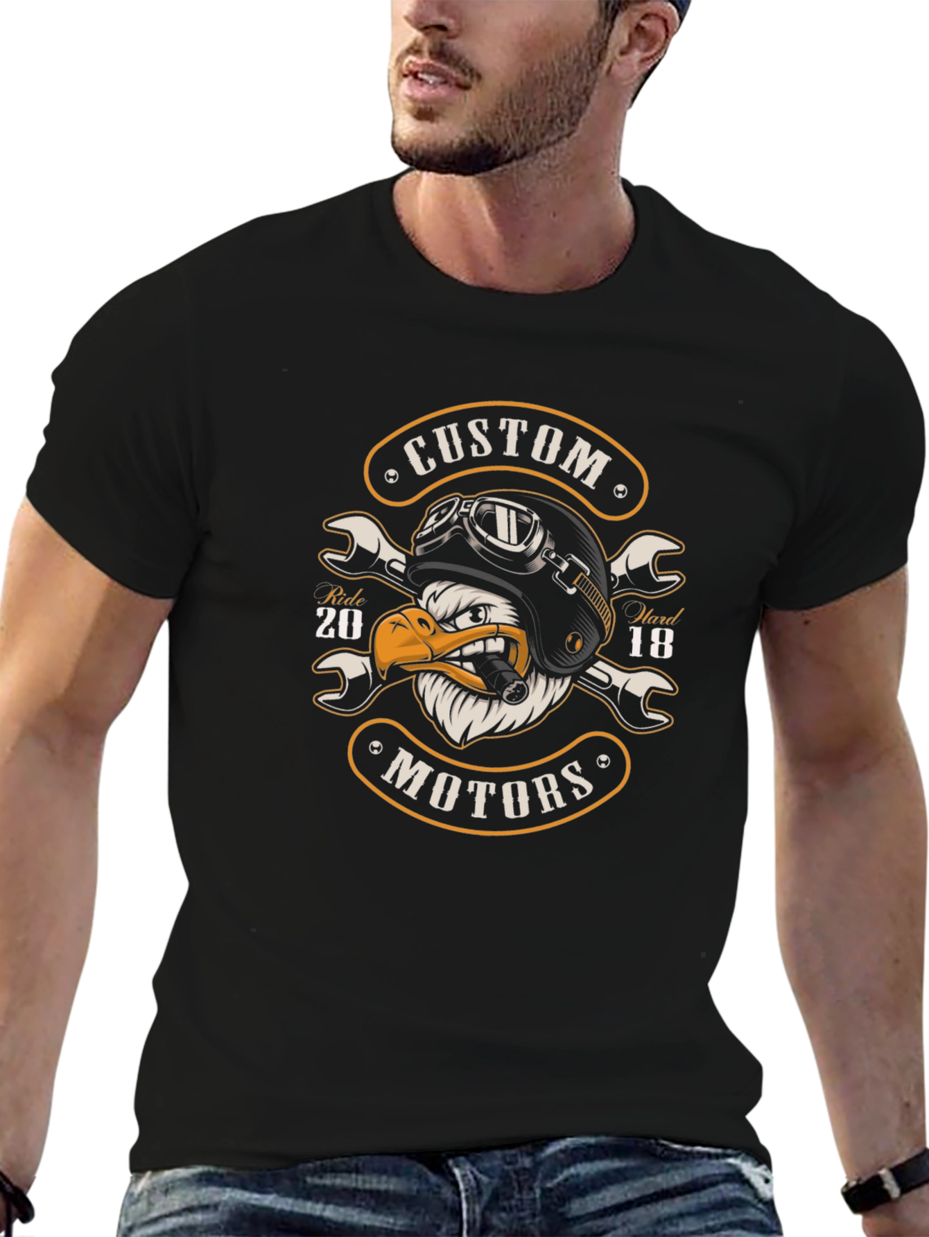 Custom Motors Eagle Ride Hard Black T-Shirt