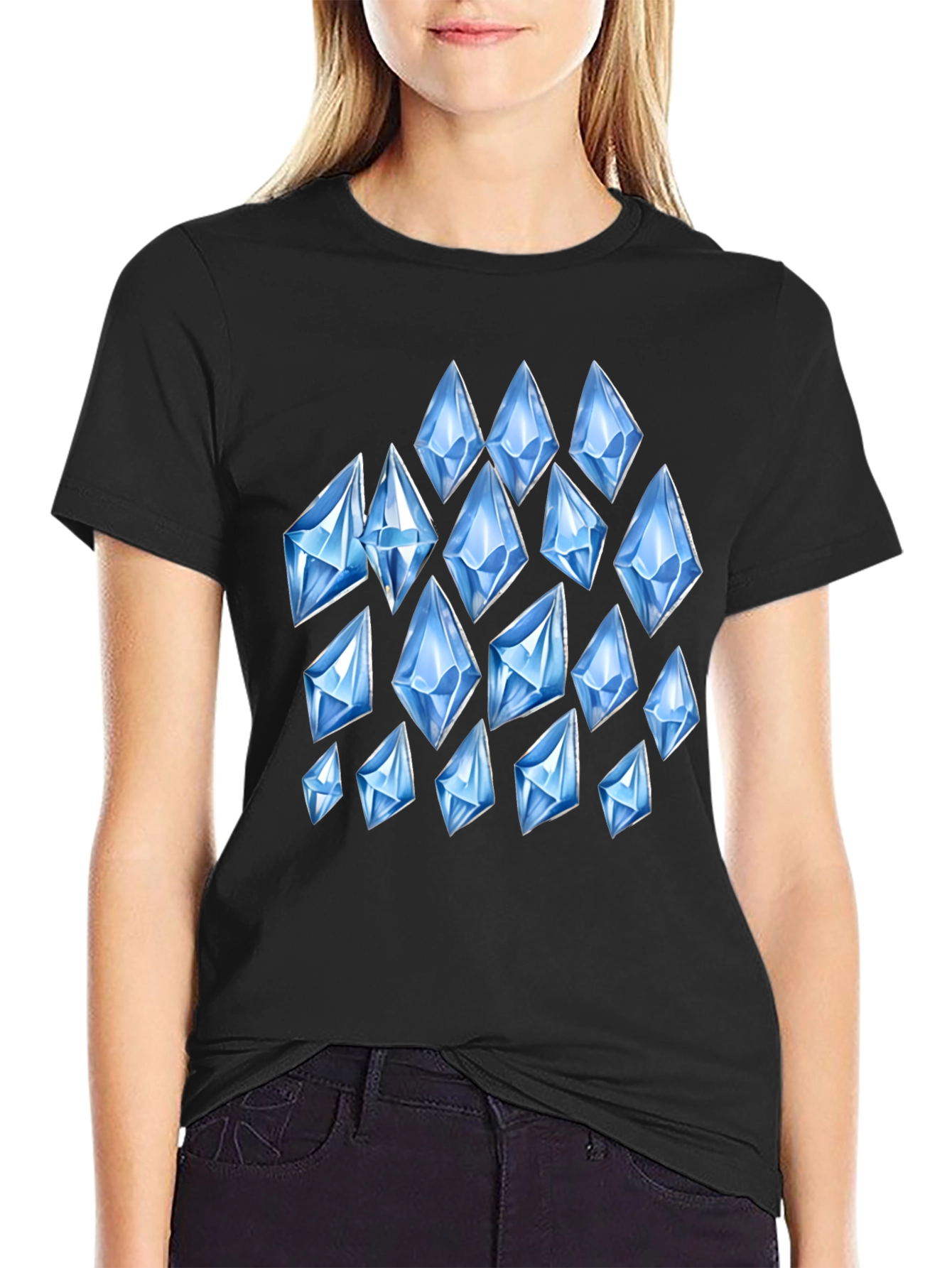 Mens Black T-Shirt with Diamond Pattern