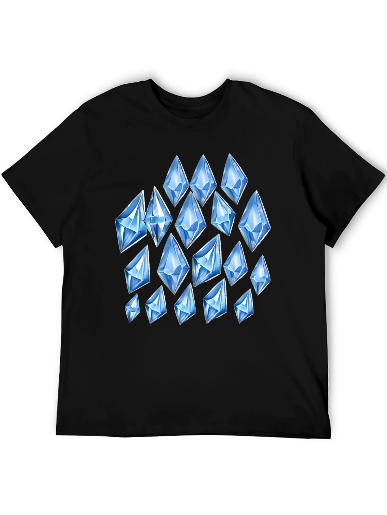 Mens Black T-Shirt with Diamond Pattern