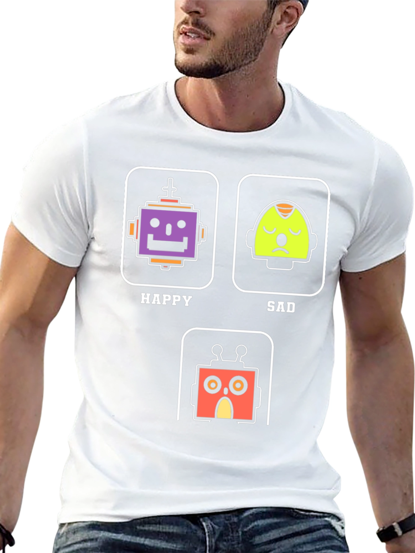 Robot Mood T-Shirt - Happy Sad Scared Graphic Tee