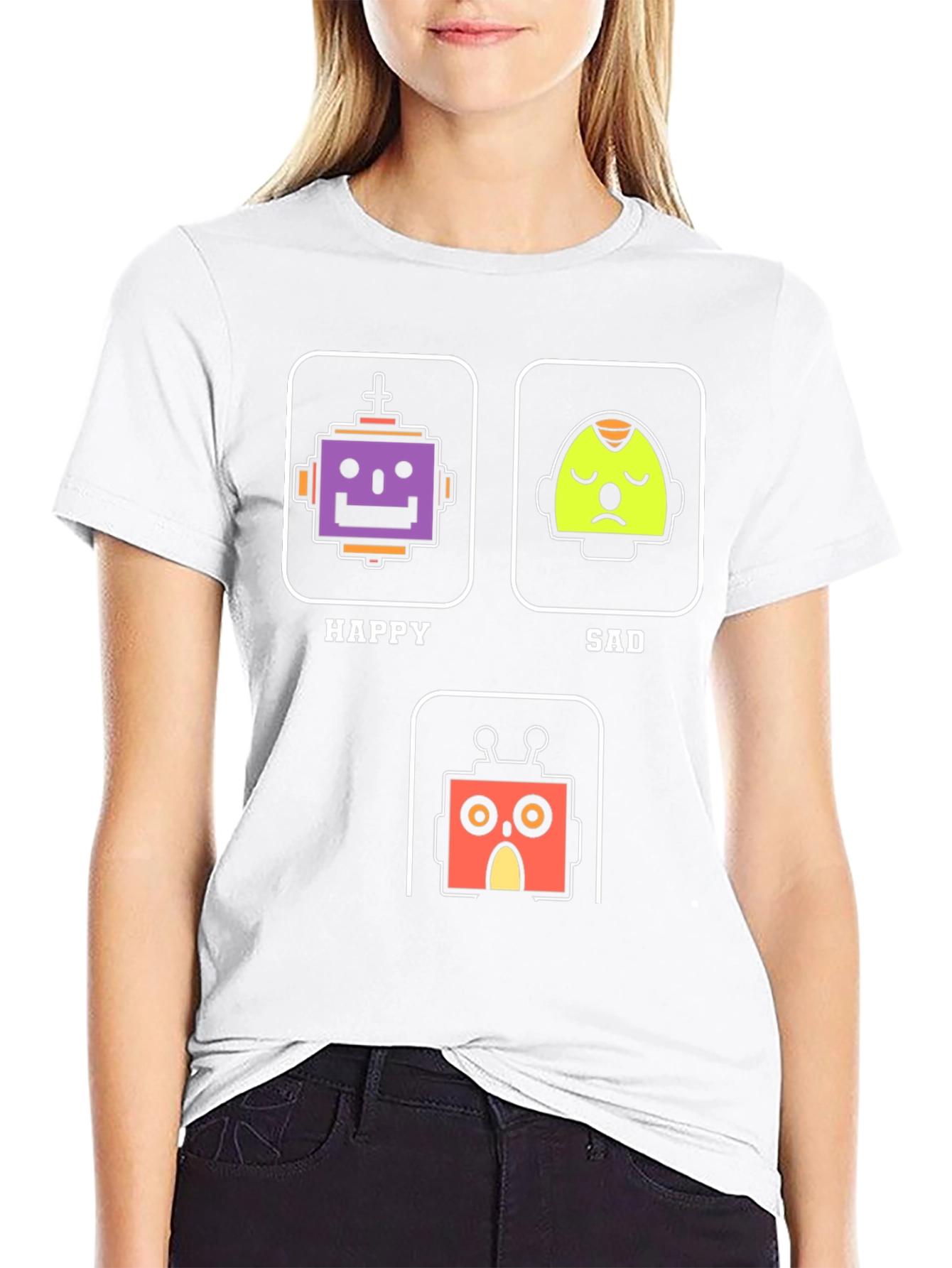 Robot Mood T-Shirt - Happy Sad Scared Graphic Tee