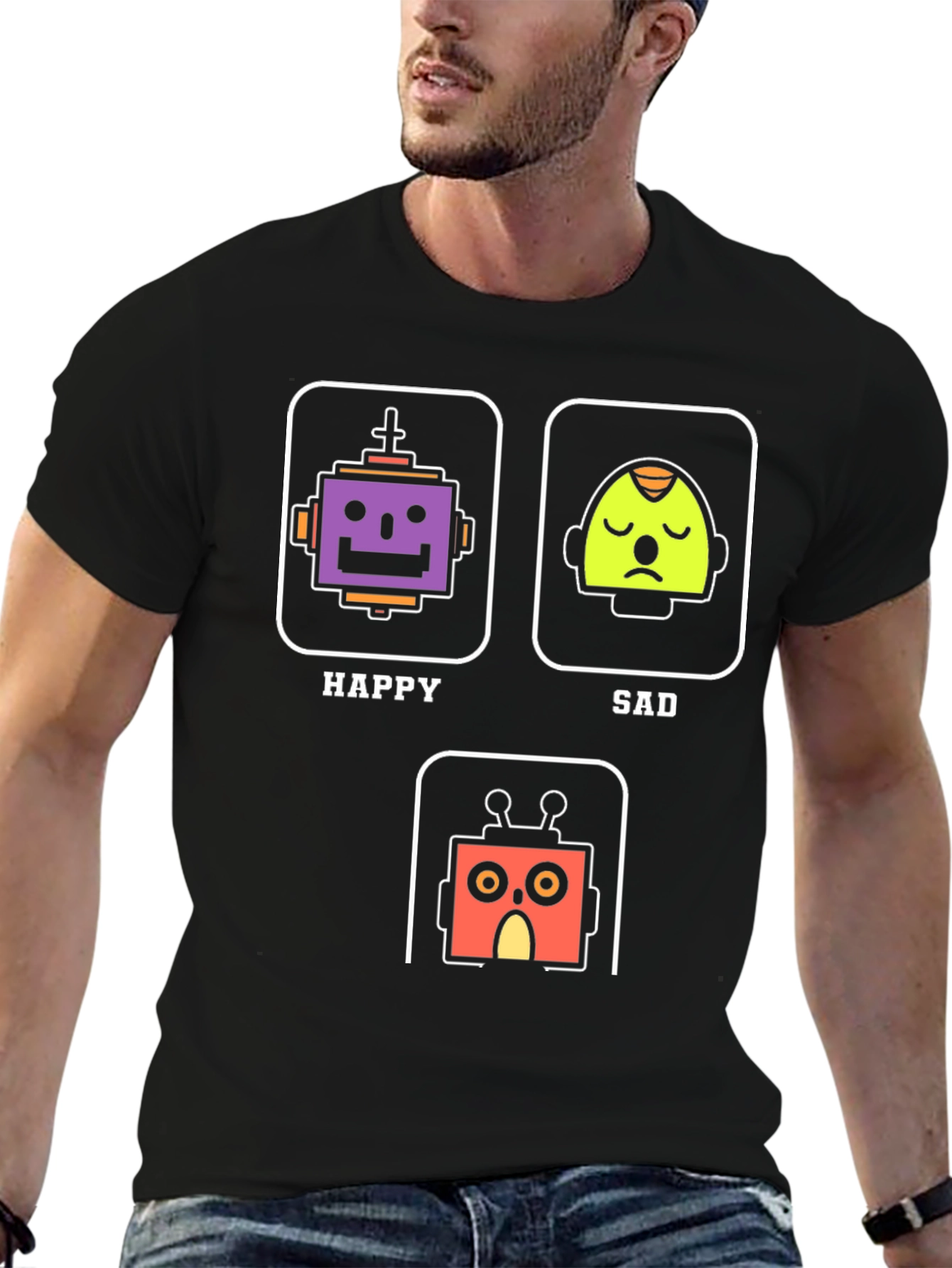 Robot Mood T-Shirt - Happy Sad Scared Graphic Tee
