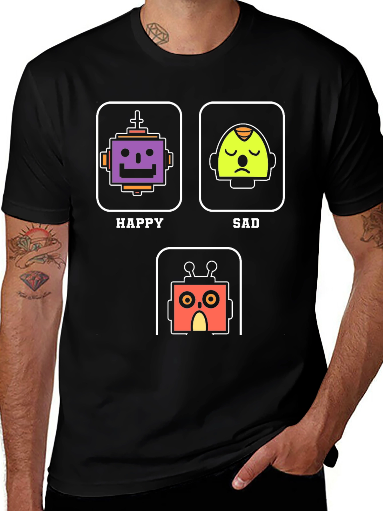 Robot Mood T-Shirt - Happy Sad Scared Graphic Tee