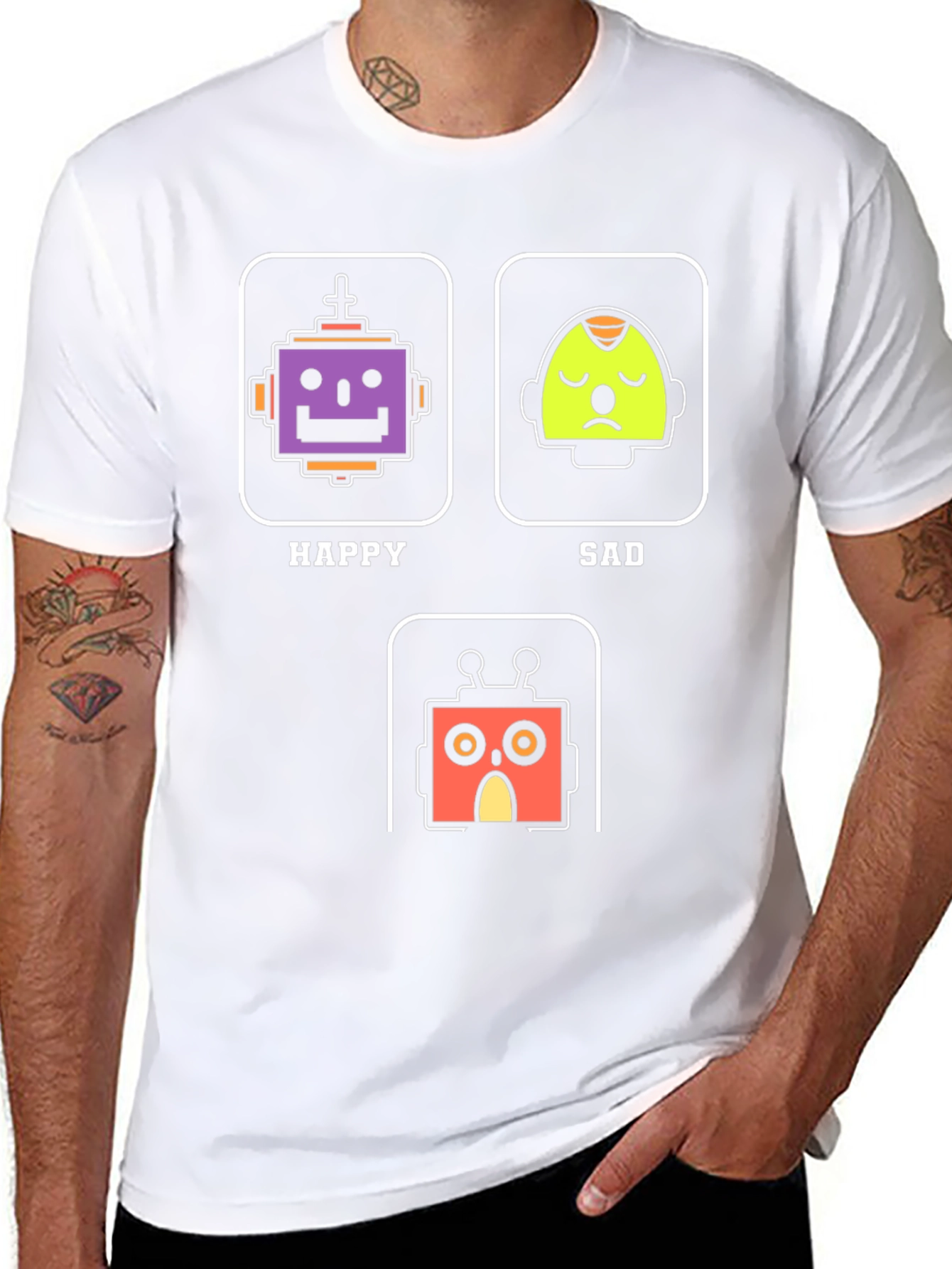Robot Mood T-Shirt - Happy Sad Scared Graphic Tee