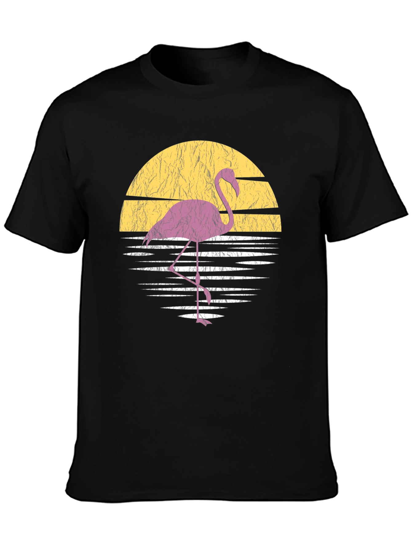 Retro Flamingo Sunset T-Shirt - Black