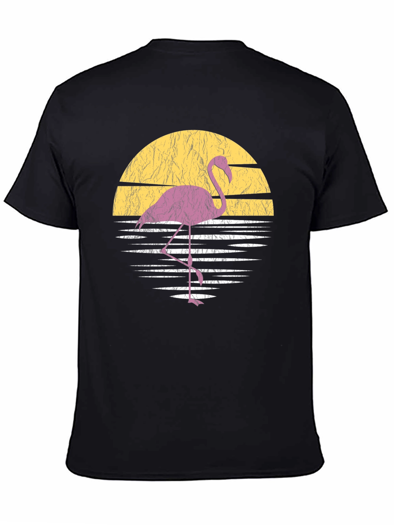 Retro Flamingo Sunset T-Shirt - Black