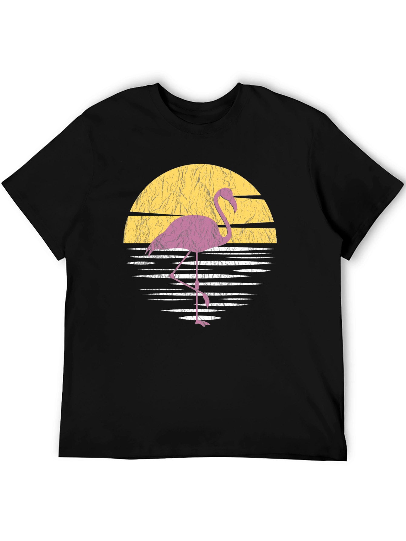 Retro Flamingo Sunset T-Shirt - Black