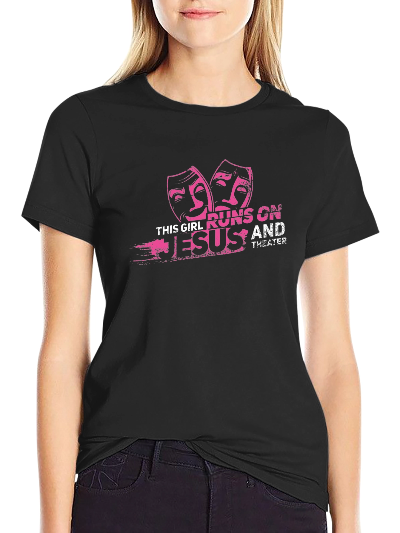 Runs on Jesus and Theater - Graphic T-Shirt