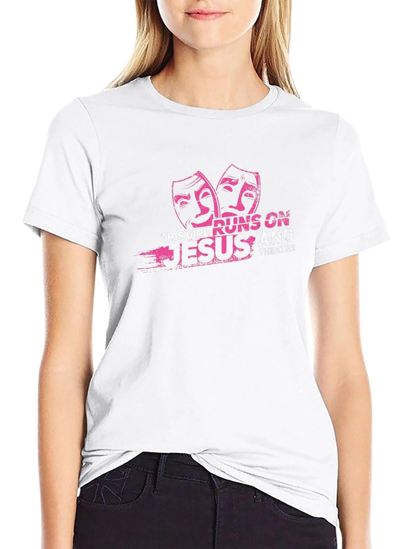 Runs on Jesus and Theater - Graphic T-Shirt