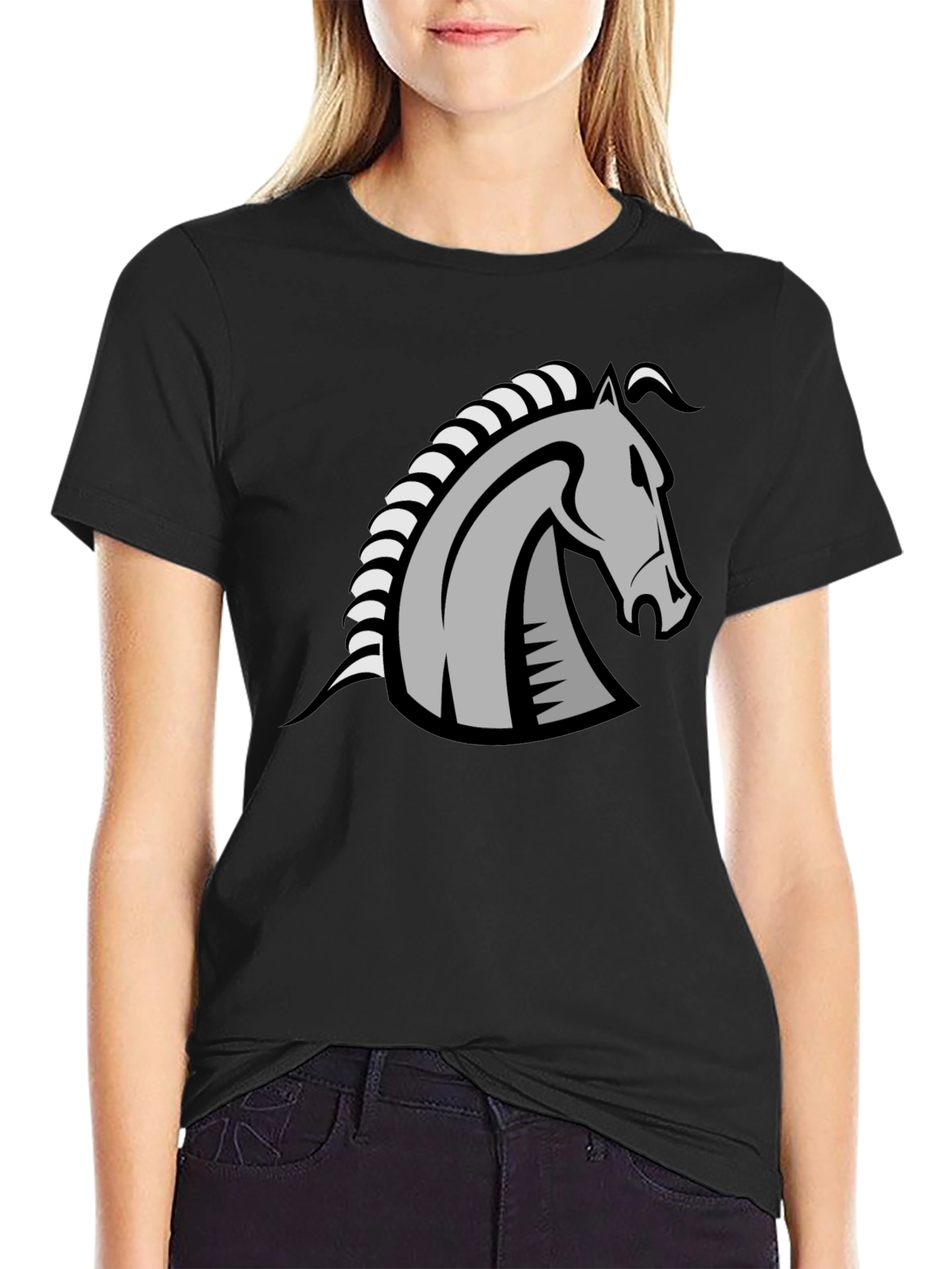 Knight Horse Graphic Tee - Stylish Black T-Shirt