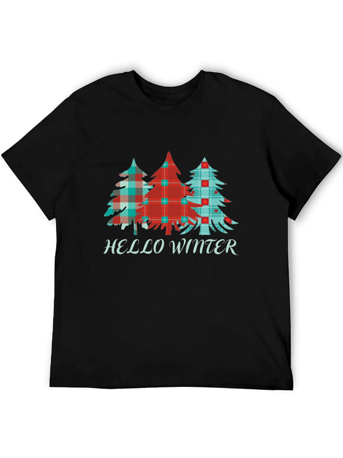 Hello Winter Plaid Tree Graphic Tee