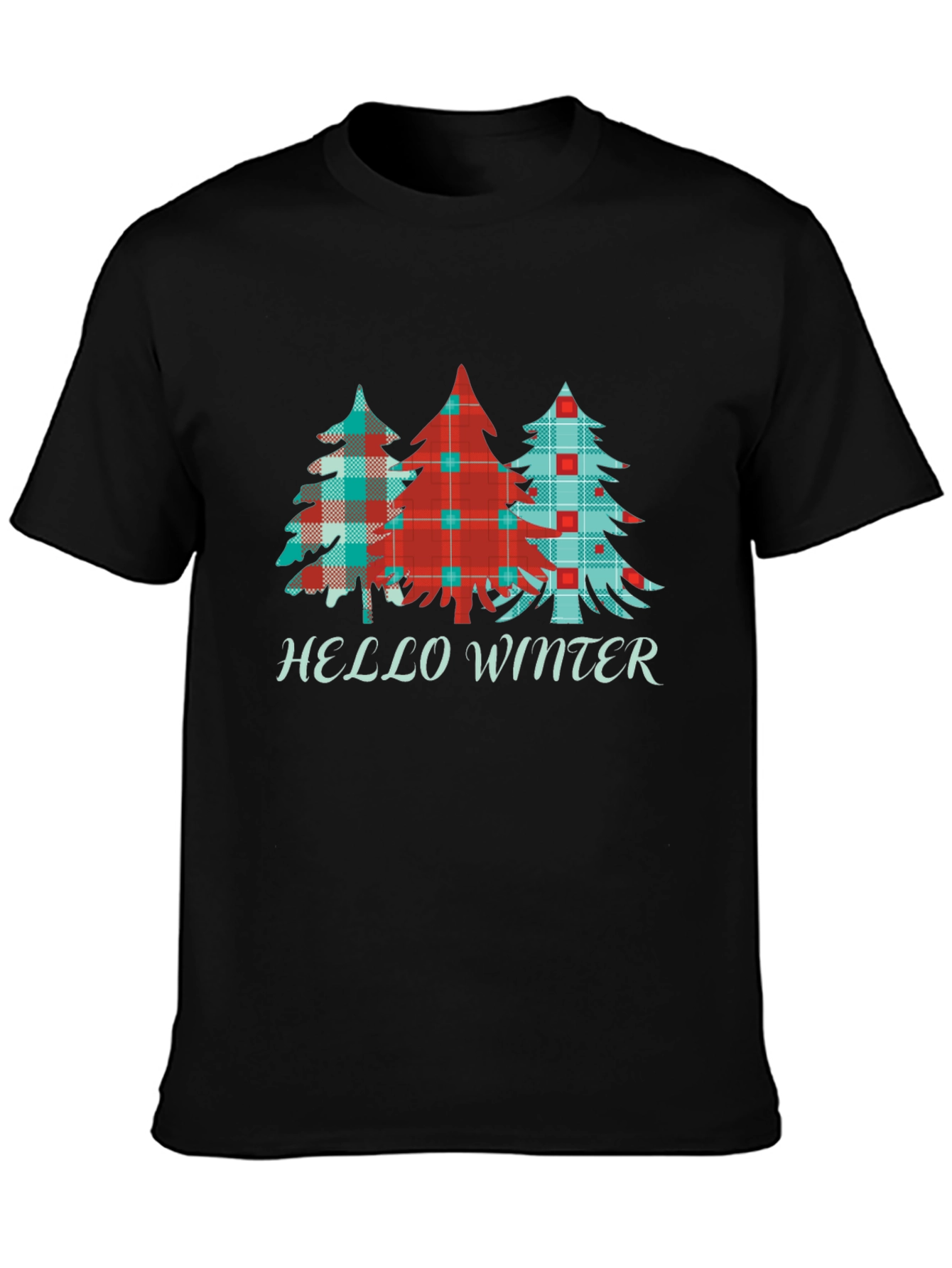 Hello Winter Plaid Tree Graphic Tee