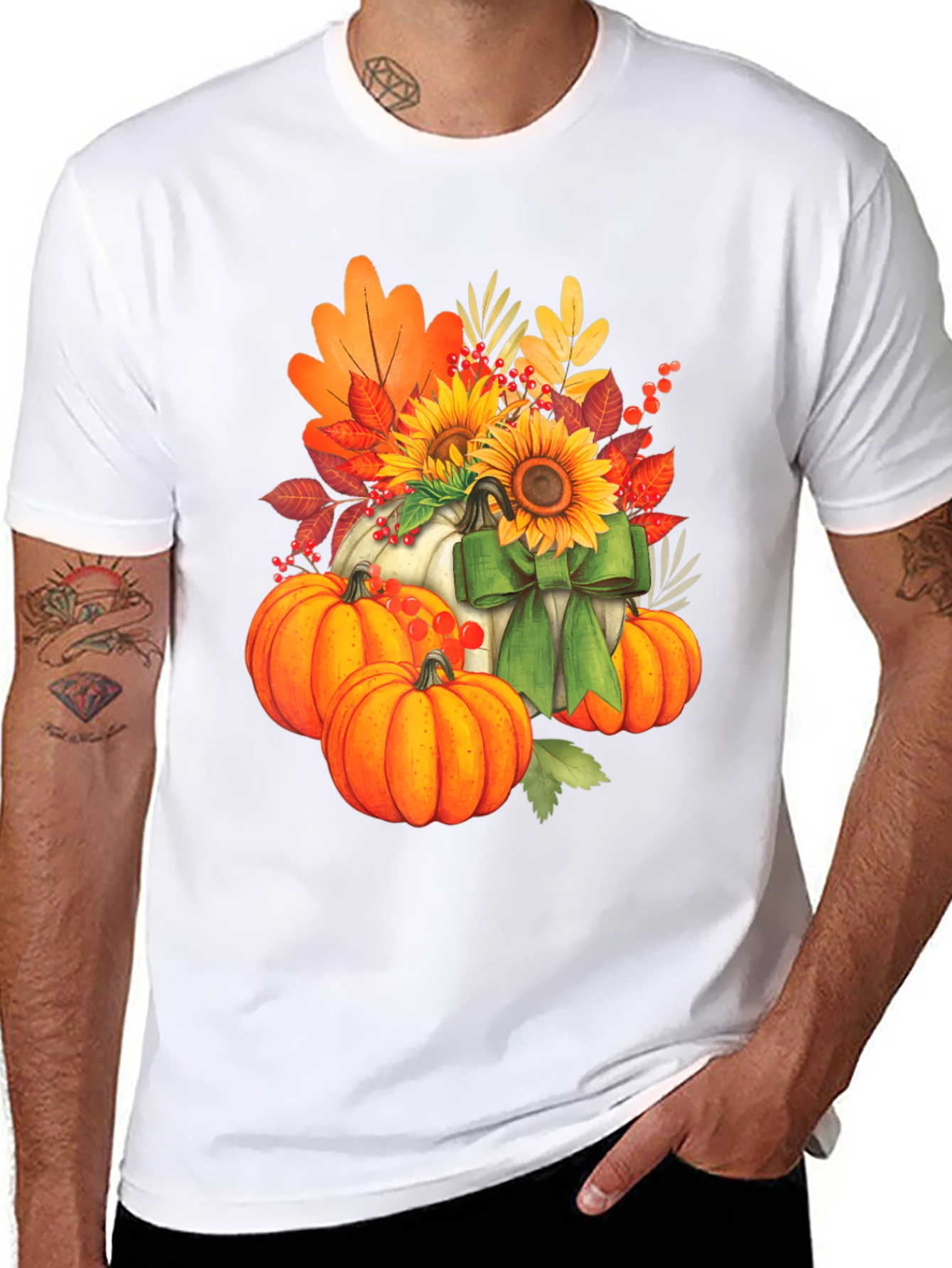 Fall Harvest Pumpkin & Sunflower Graphic Tee