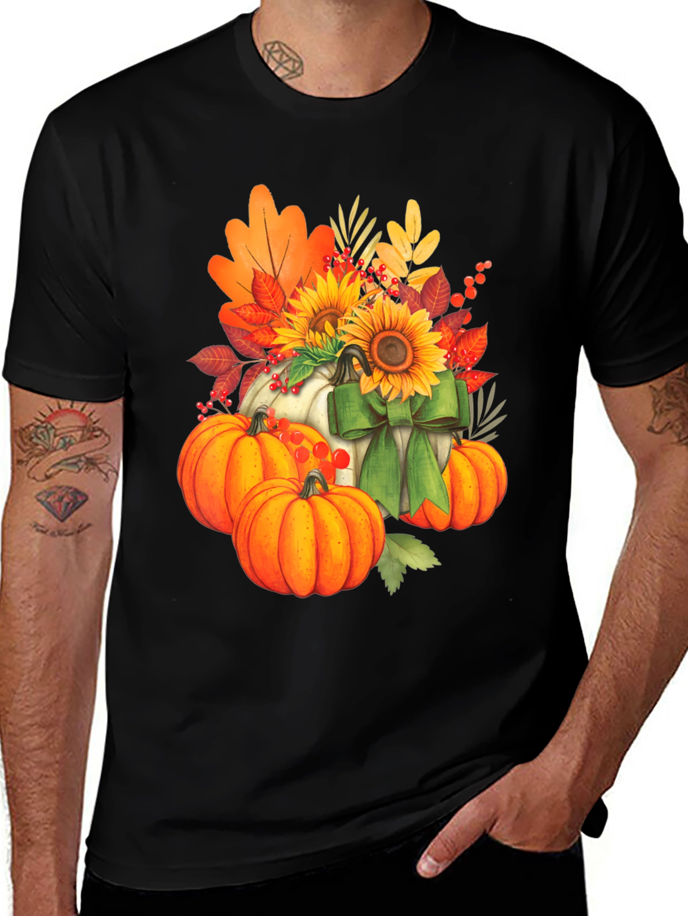 Fall Harvest Pumpkin & Sunflower Graphic Tee