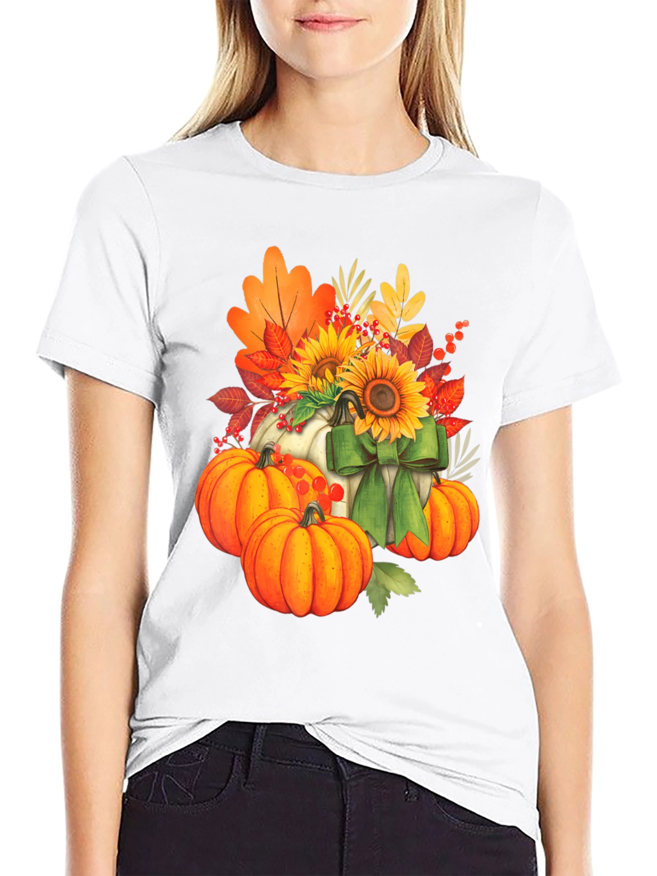 Fall Harvest Pumpkin & Sunflower Graphic Tee