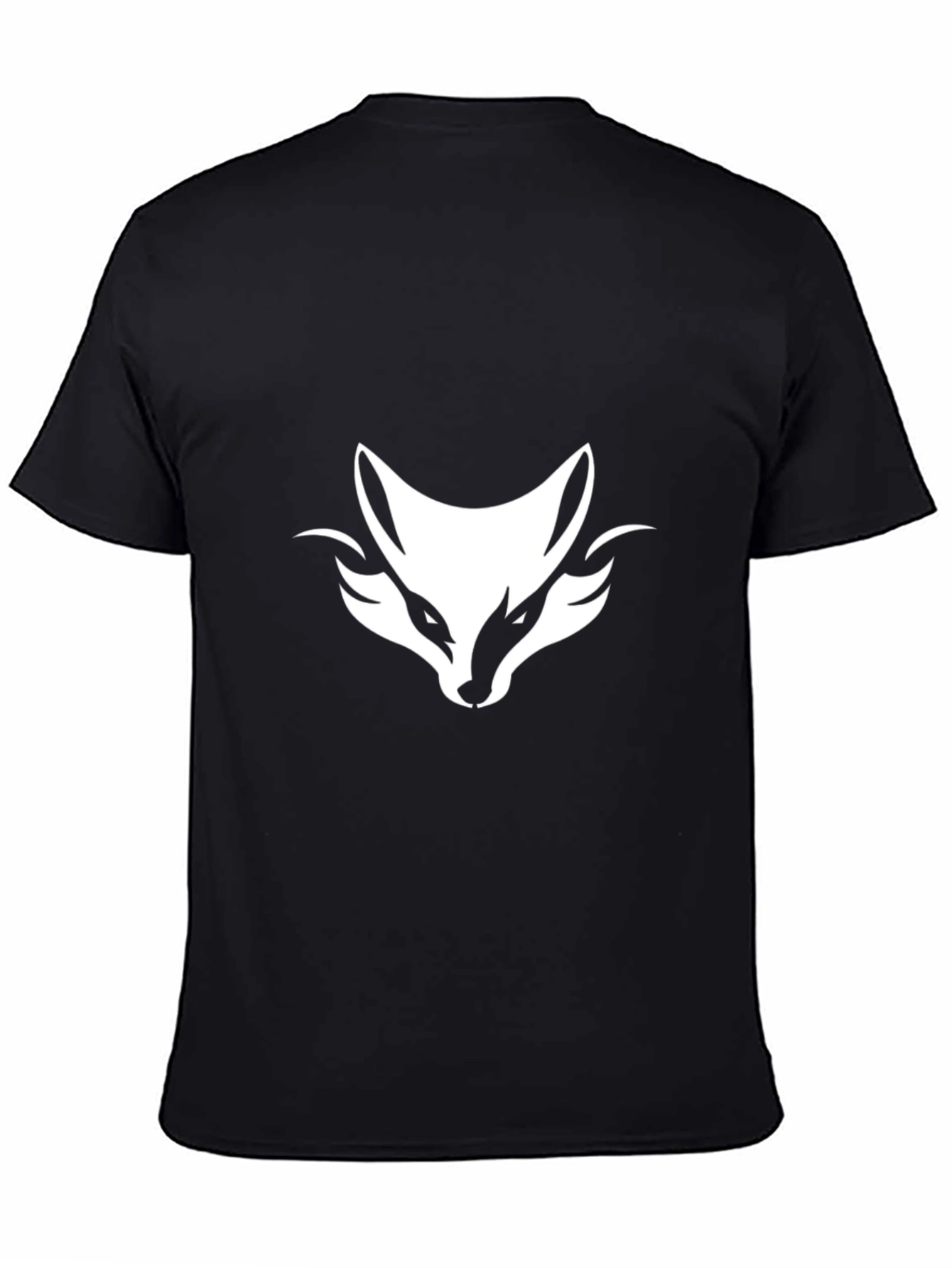 Black T-Shirt with White Fox Head Graphic