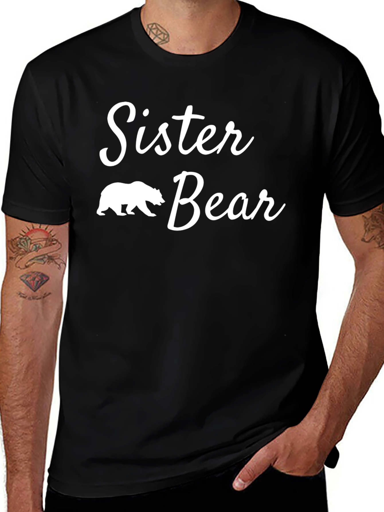 Sister Bear Black Graphic T-Shirt