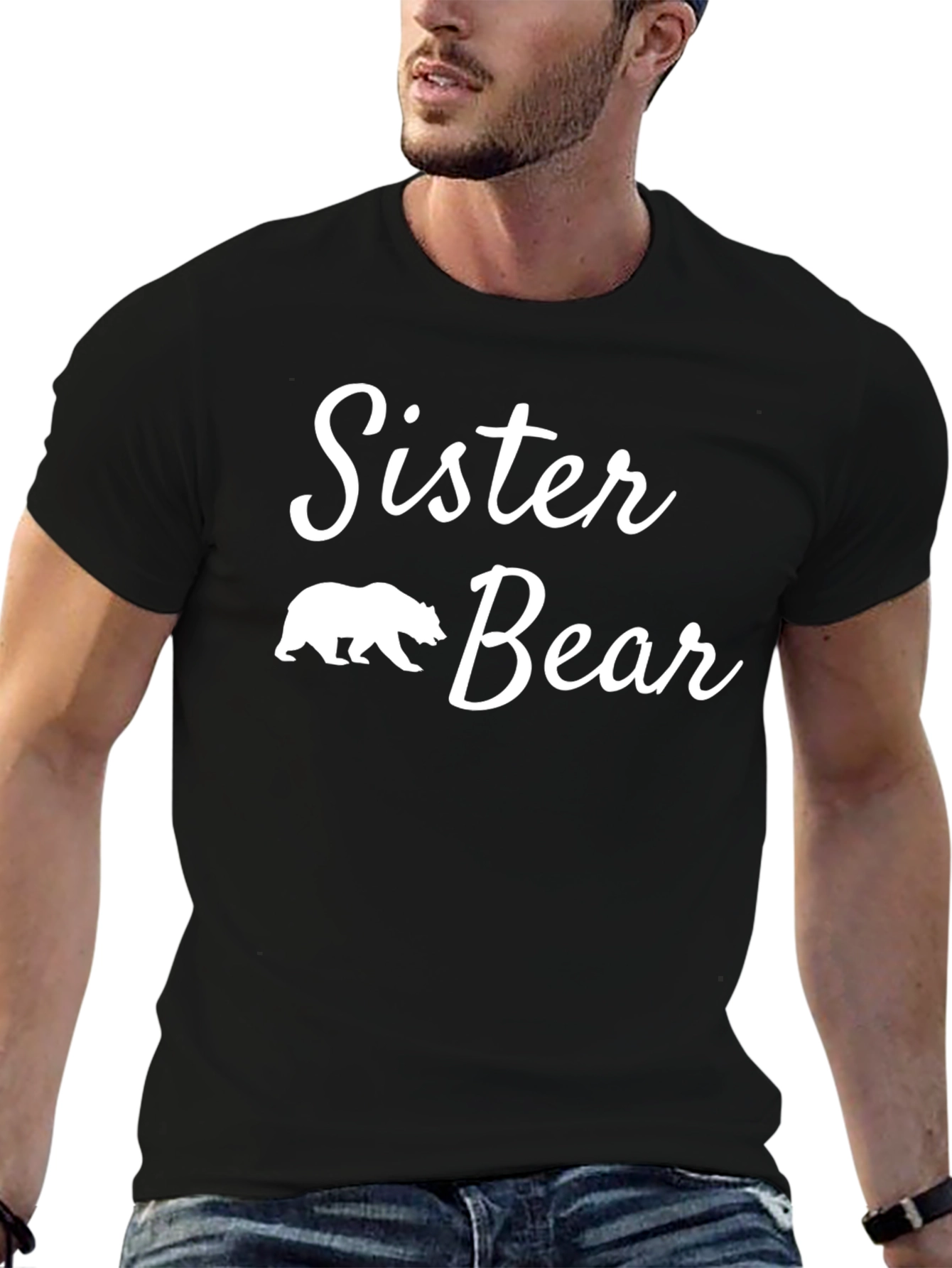 Sister Bear Black Graphic T-Shirt