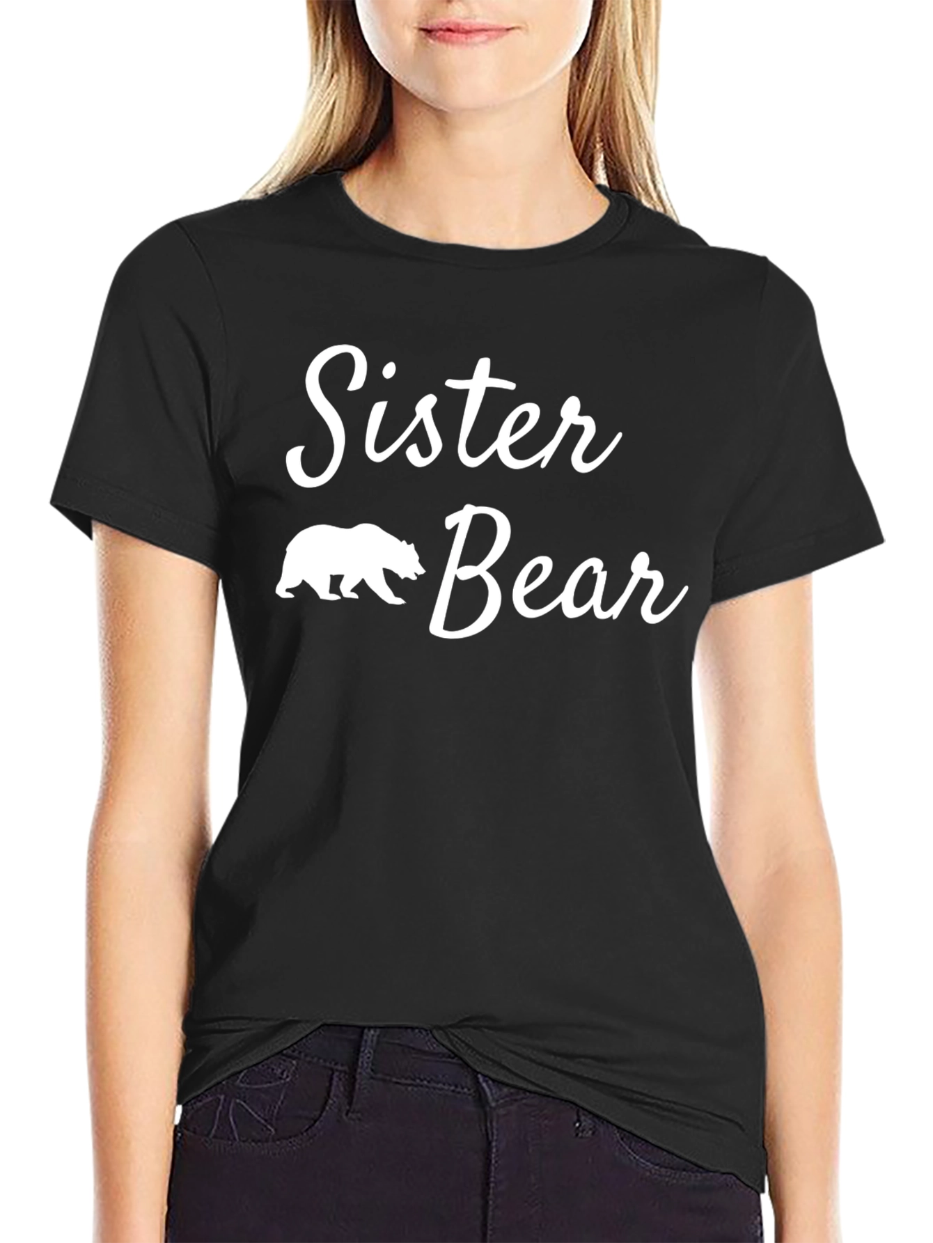 Sister Bear Black Graphic T-Shirt