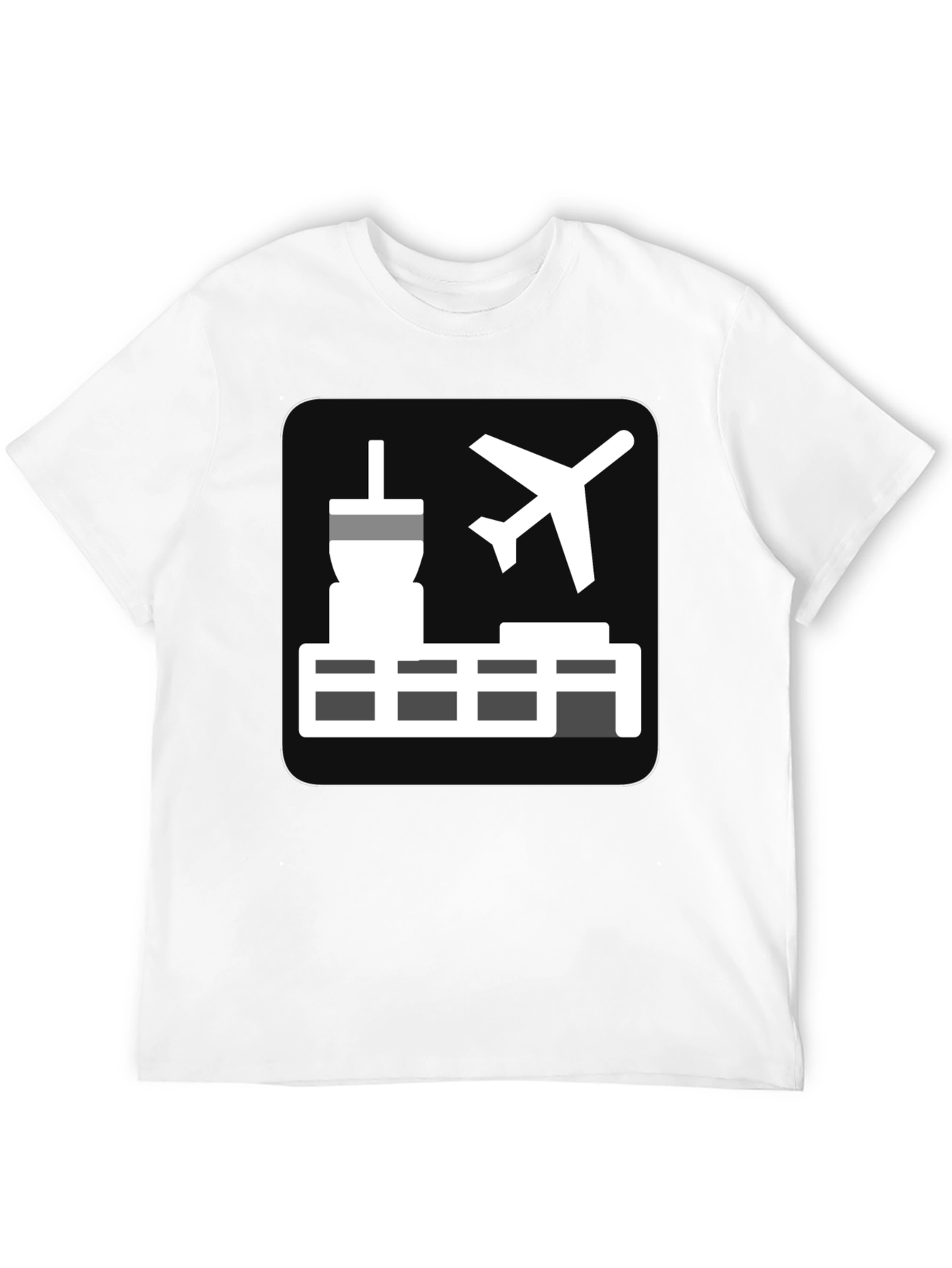 Airport Icon Black T-Shirt: Travel Enthusiast Tee