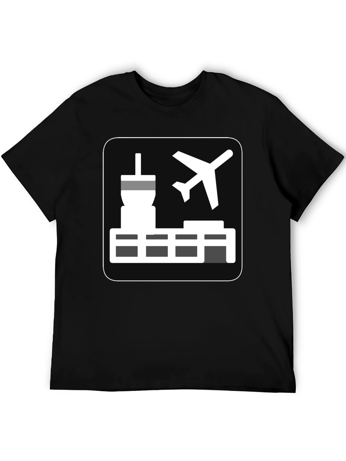 Airport Icon Black T-Shirt: Travel Enthusiast Tee