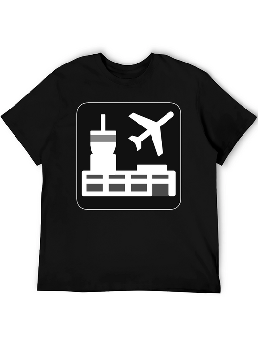 Airport Icon Black T-Shirt: Travel Enthusiast Tee