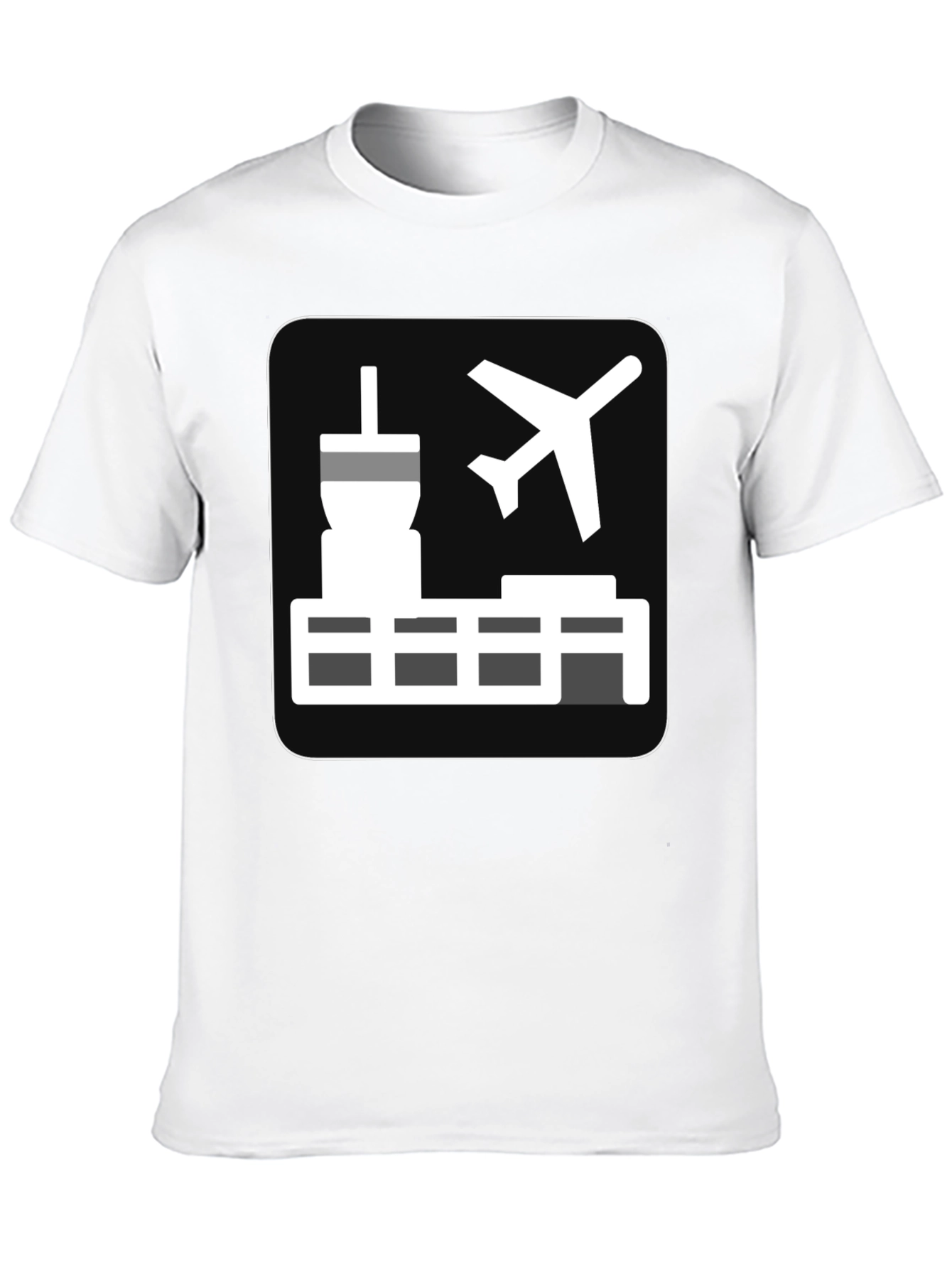 Airport Icon Black T-Shirt: Travel Enthusiast Tee