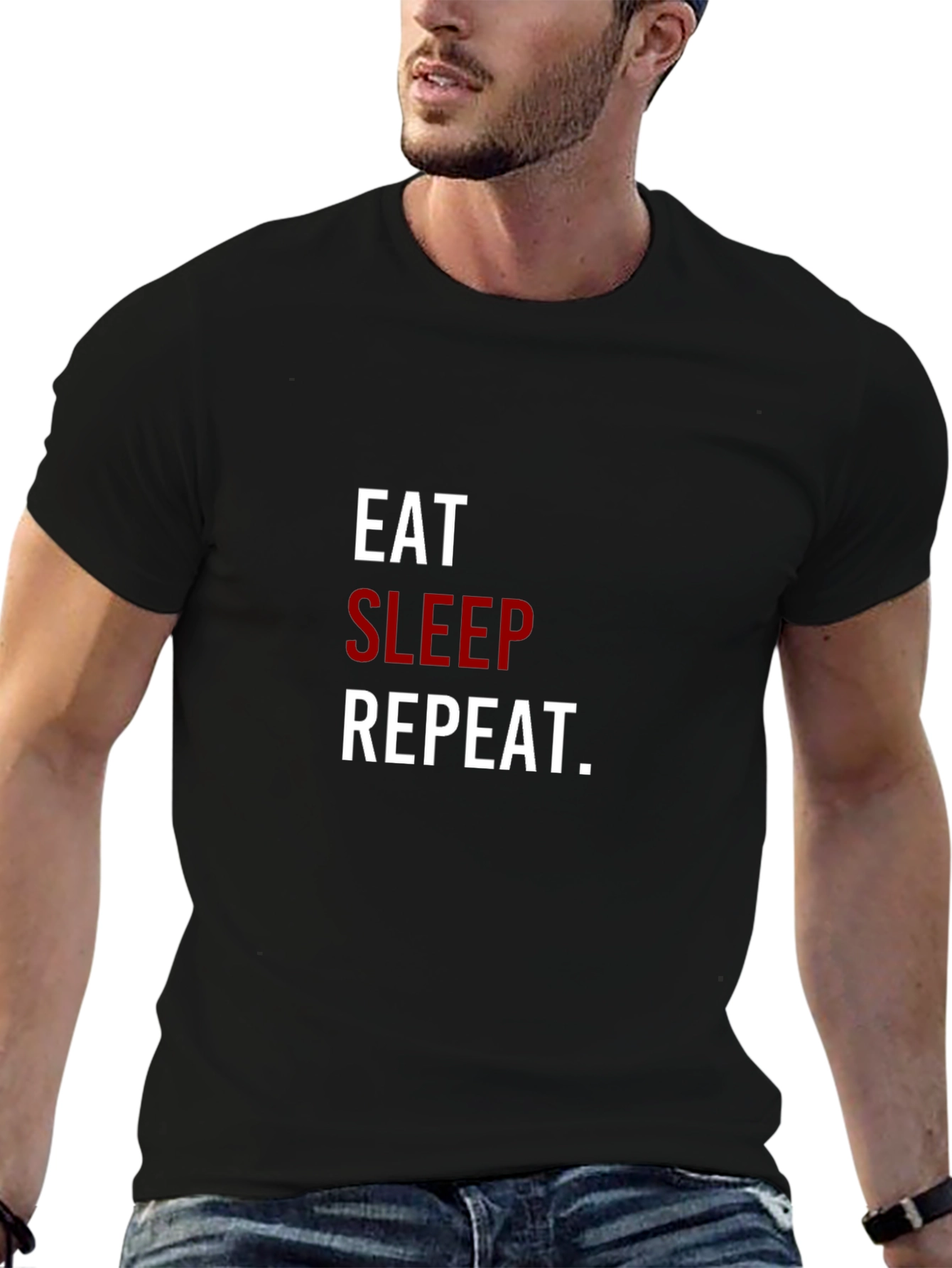 Eat Sleep Repeat Black T-Shirt