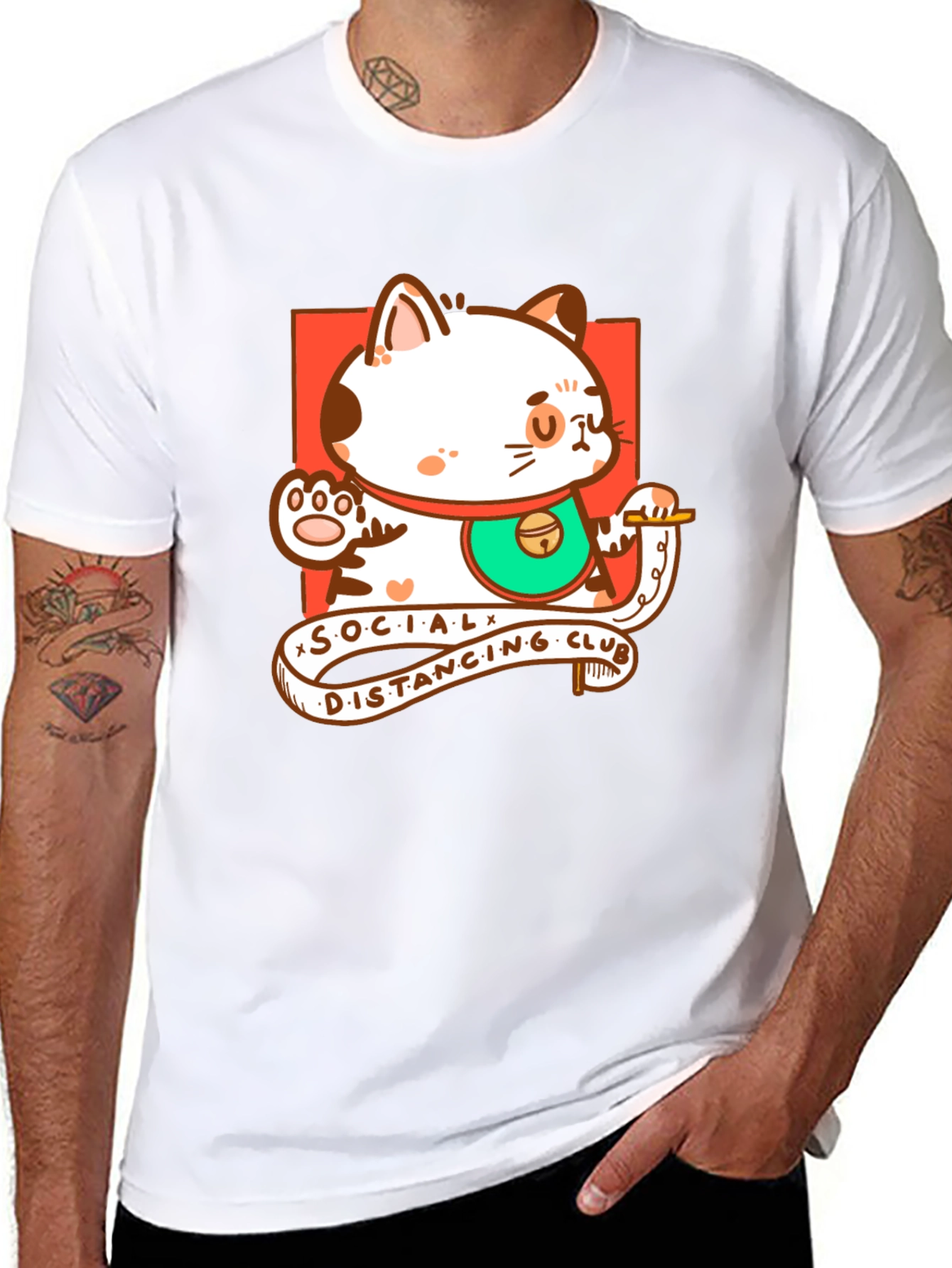 Social Distancing Club Cat T-Shirt