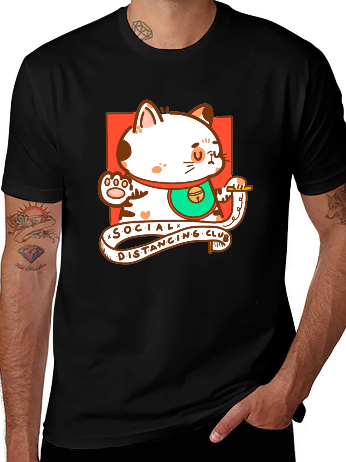 Social Distancing Club Cat T-Shirt