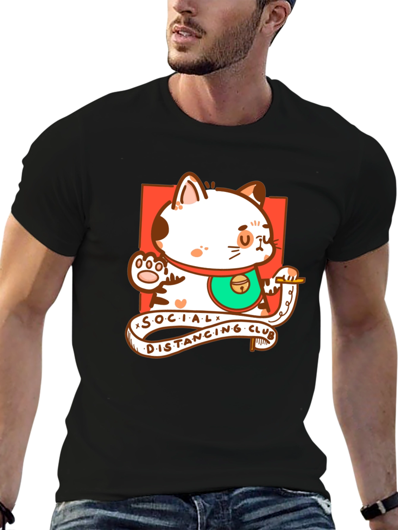 Social Distancing Club Cat T-Shirt