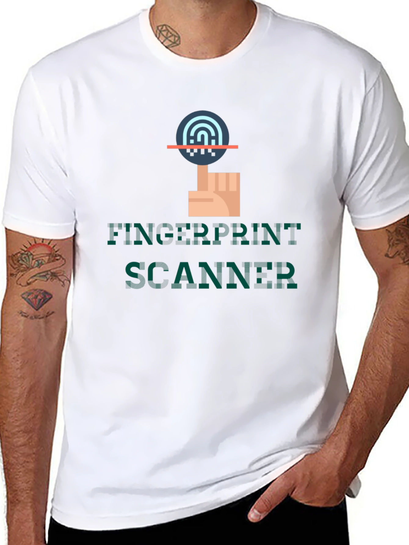 Fingerprint Scanner Graphic Tee - Modern Tech Style