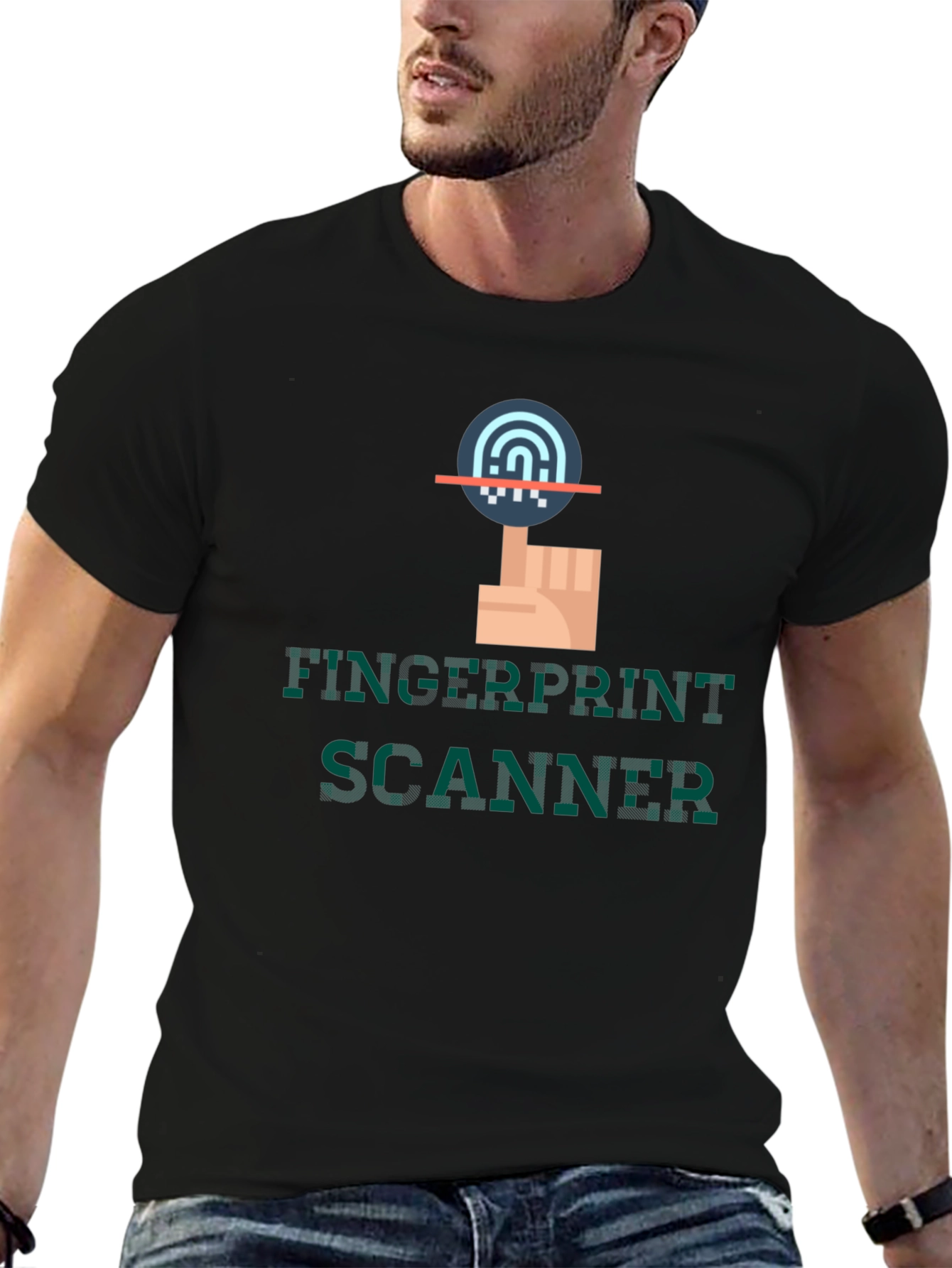 Fingerprint Scanner Graphic Tee - Modern Tech Style