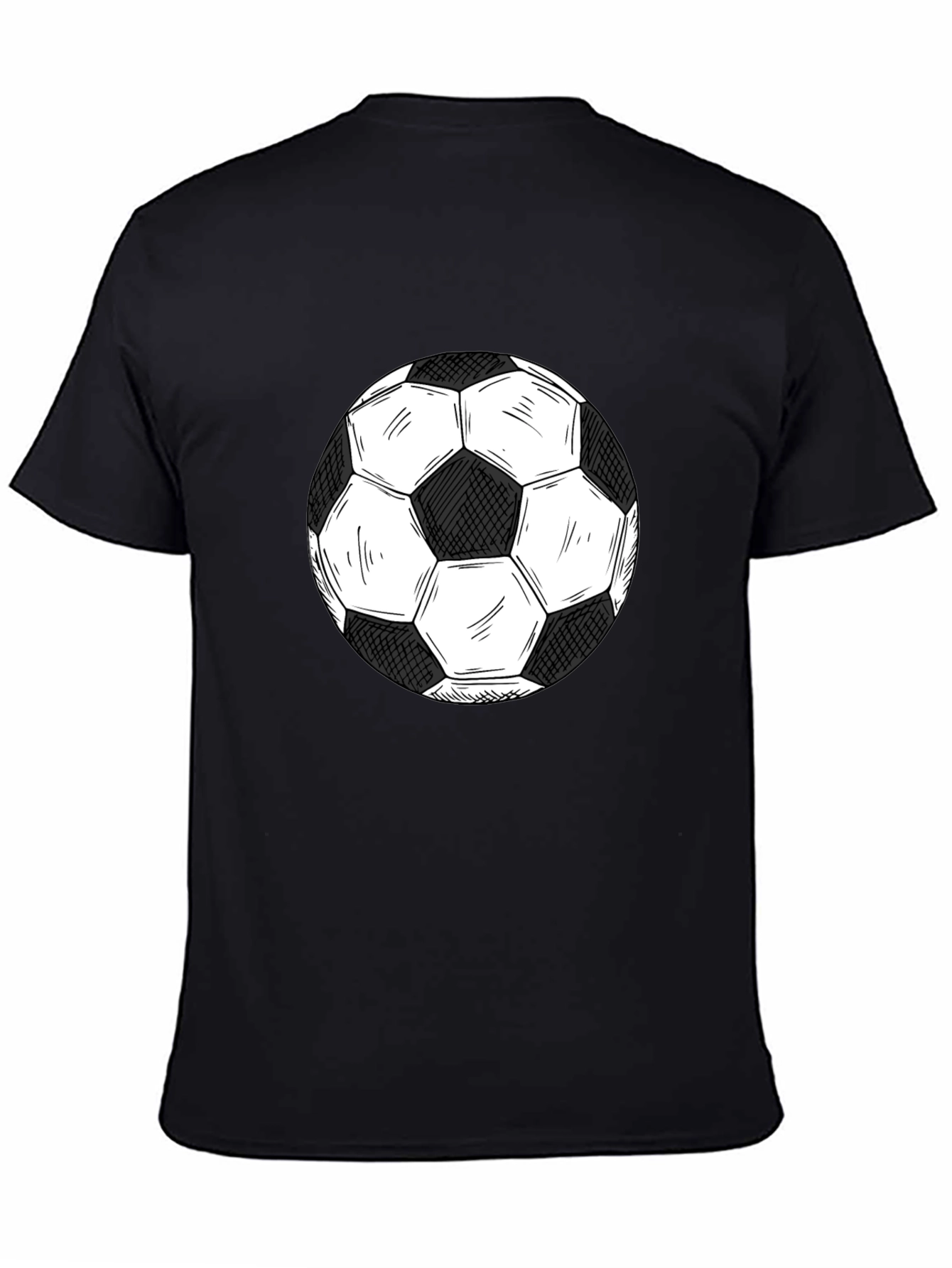 Soccer Ball Graphic Tee - Black Cotton T-Shirt