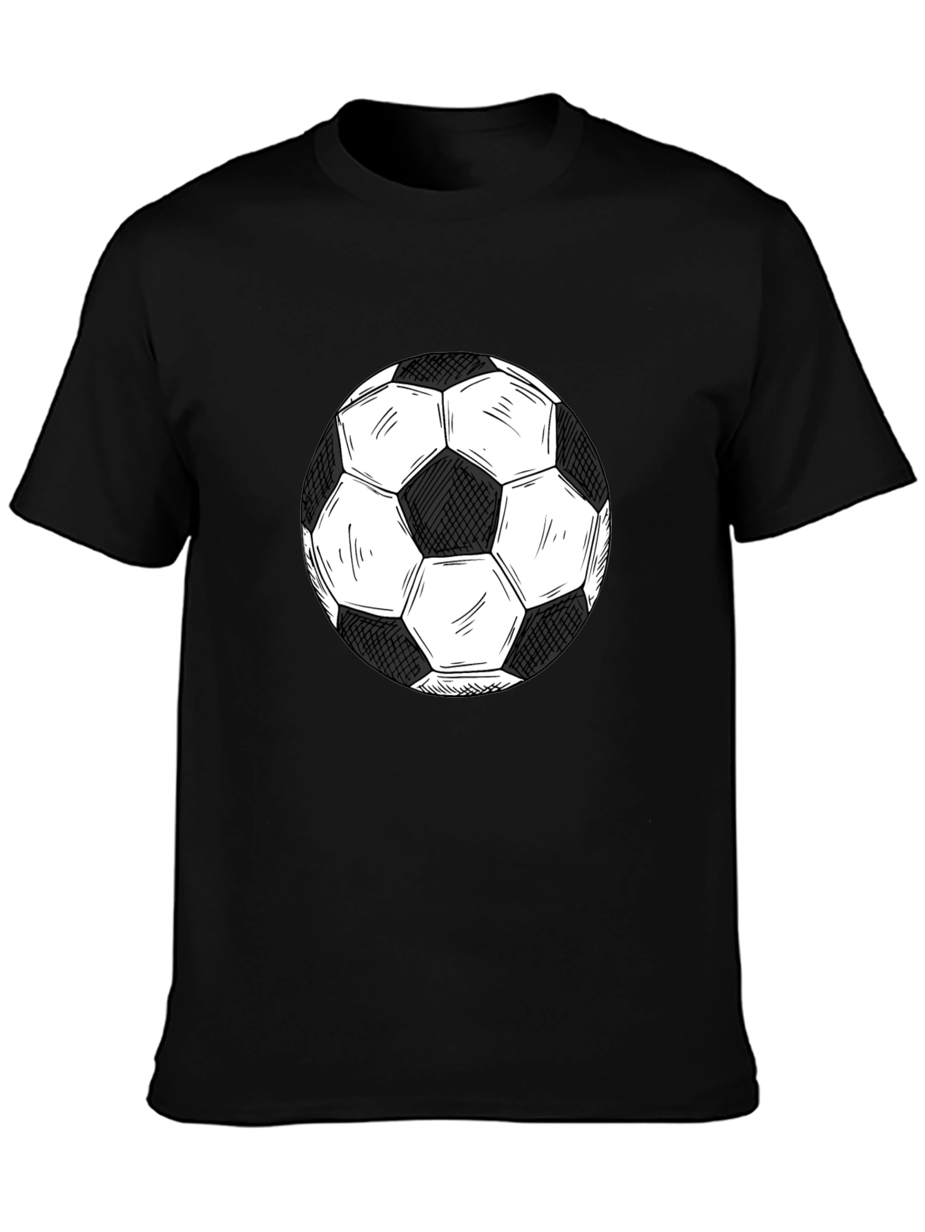 Soccer Ball Graphic Tee - Black Cotton T-Shirt