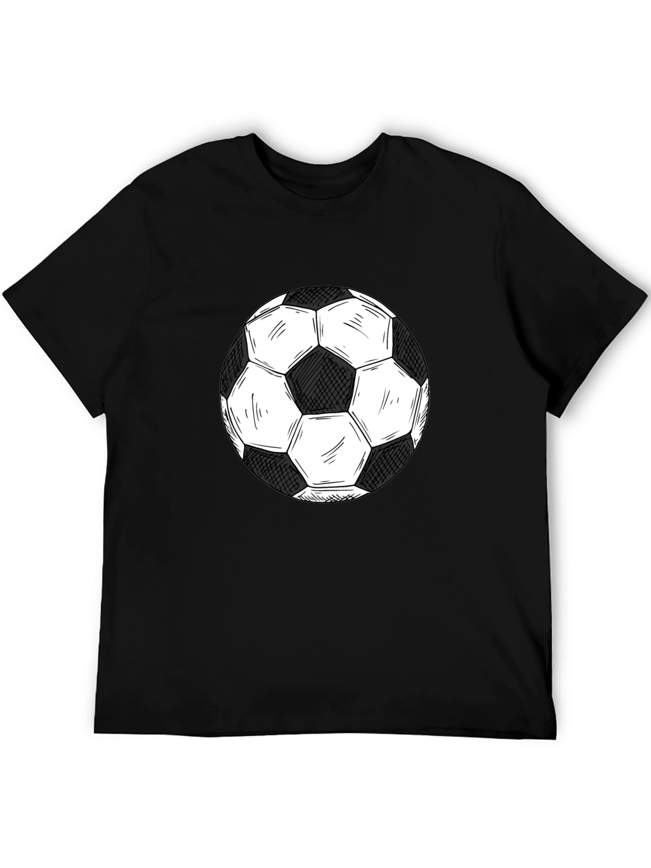Soccer Ball Graphic Tee - Black Cotton T-Shirt