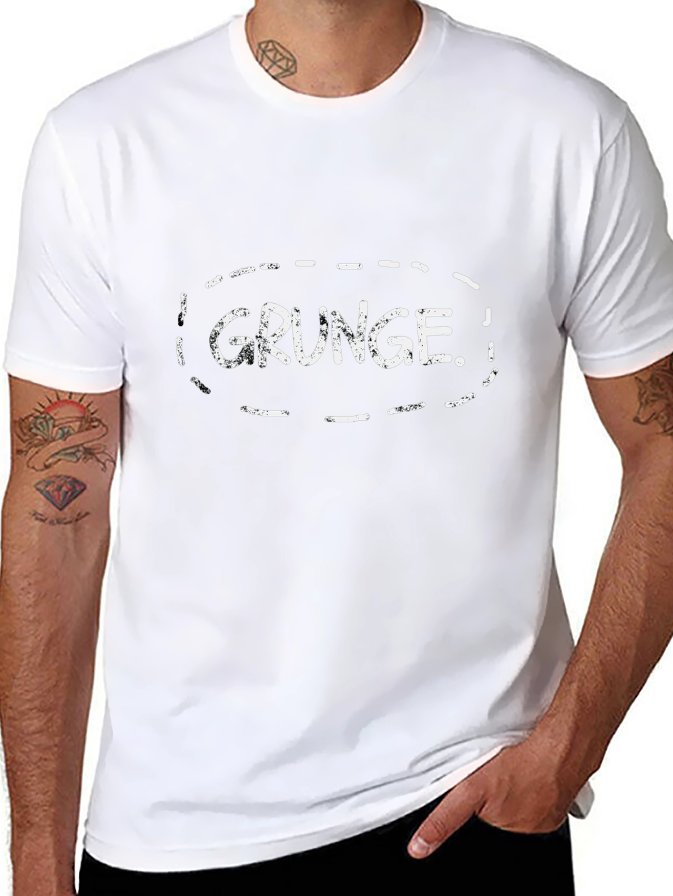 Grunge Graphic Tee - Black Cotton T-Shirt