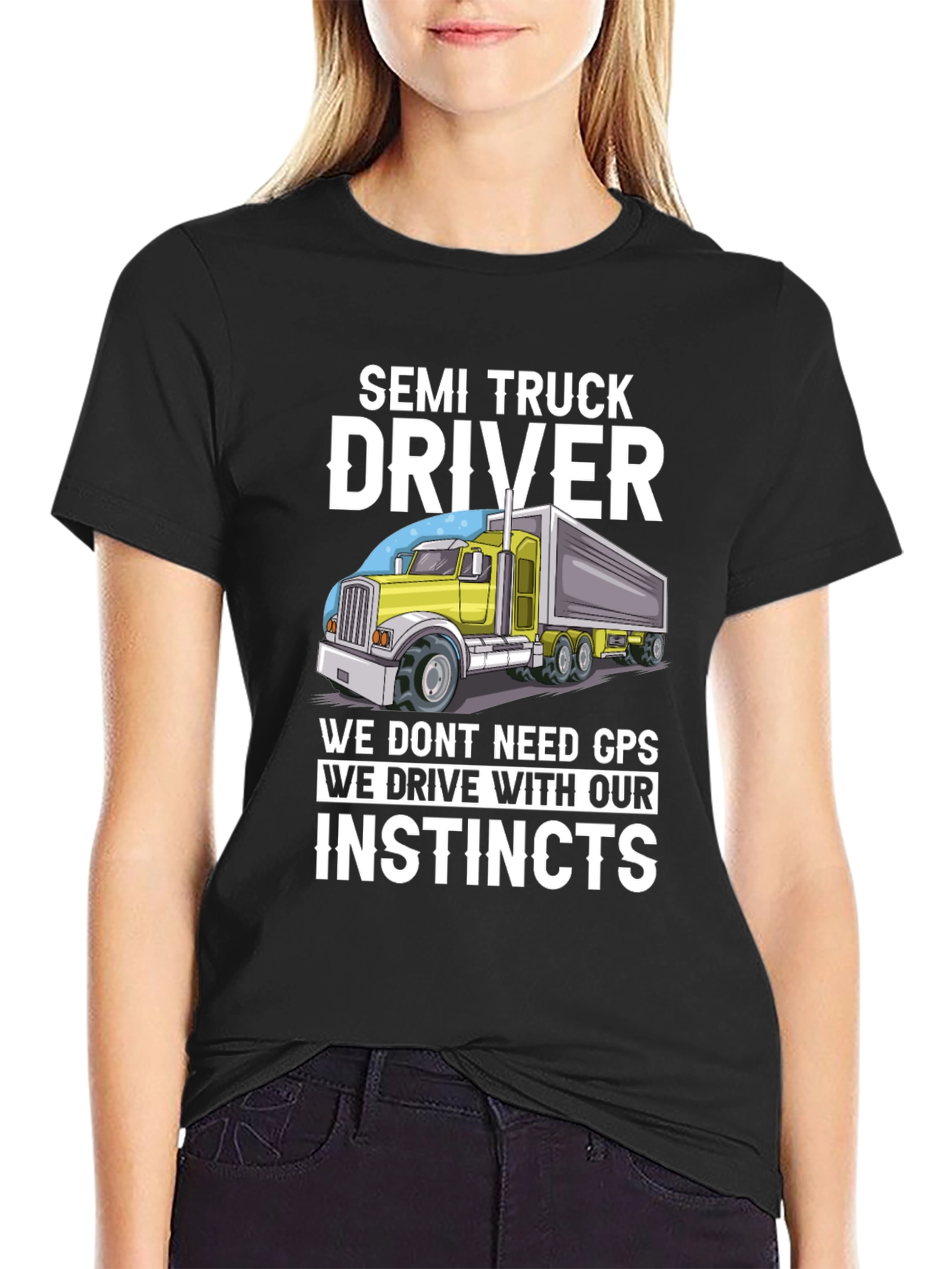 Semi Truck Driver Instincts Graphic Tee