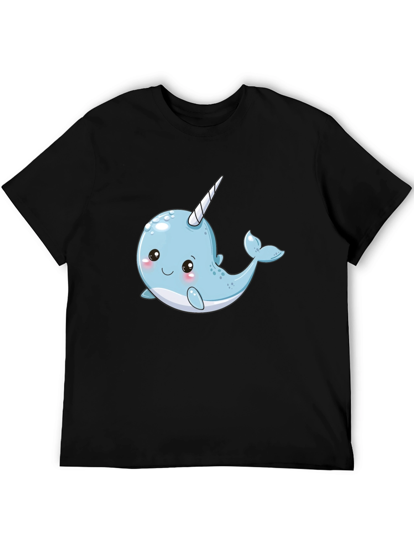 Cute Narwhal Graphic Black T-Shirt