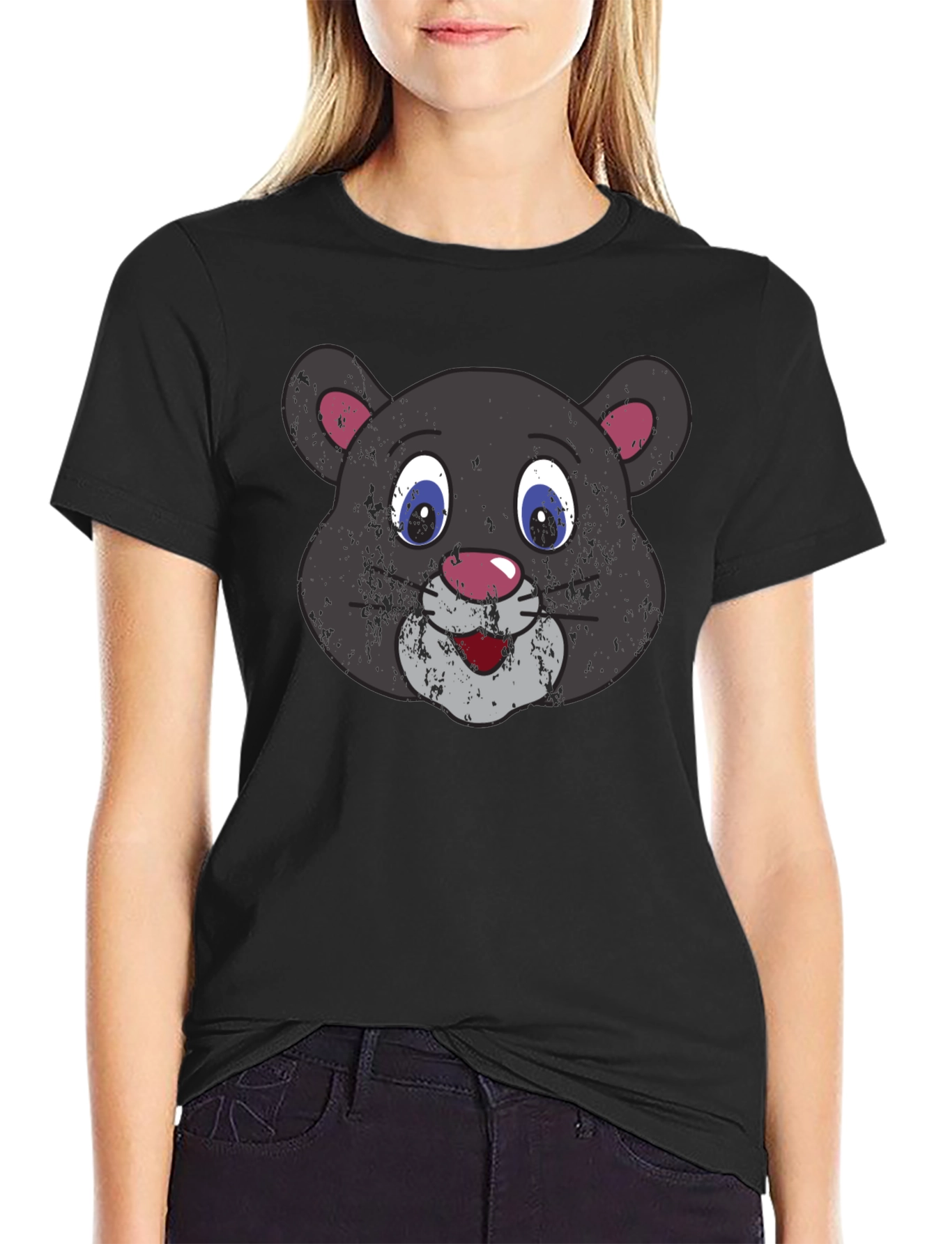 Cartoon Panther Graphic T-Shirt