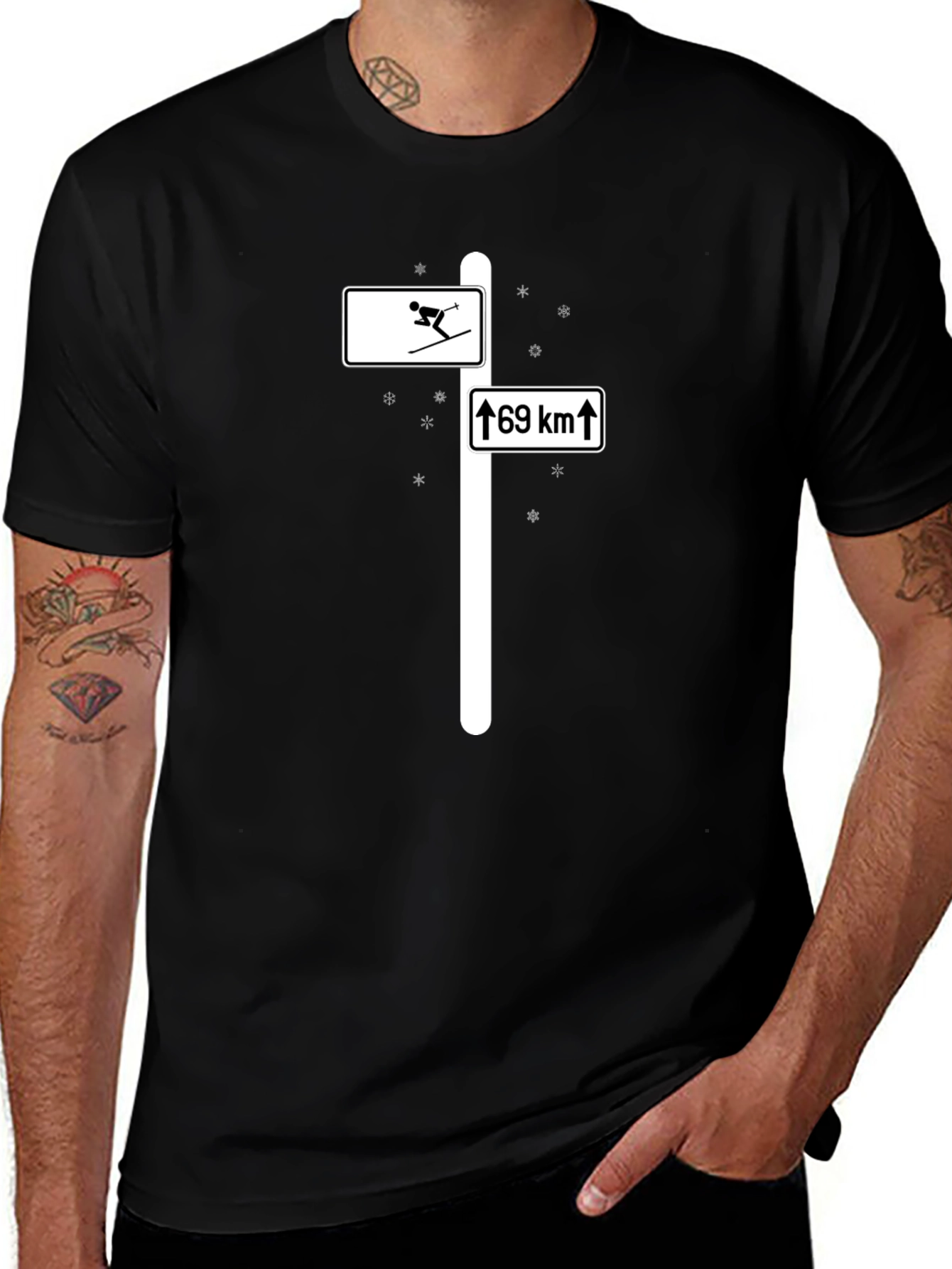 Ski Direction Funny Novelty T-Shirt