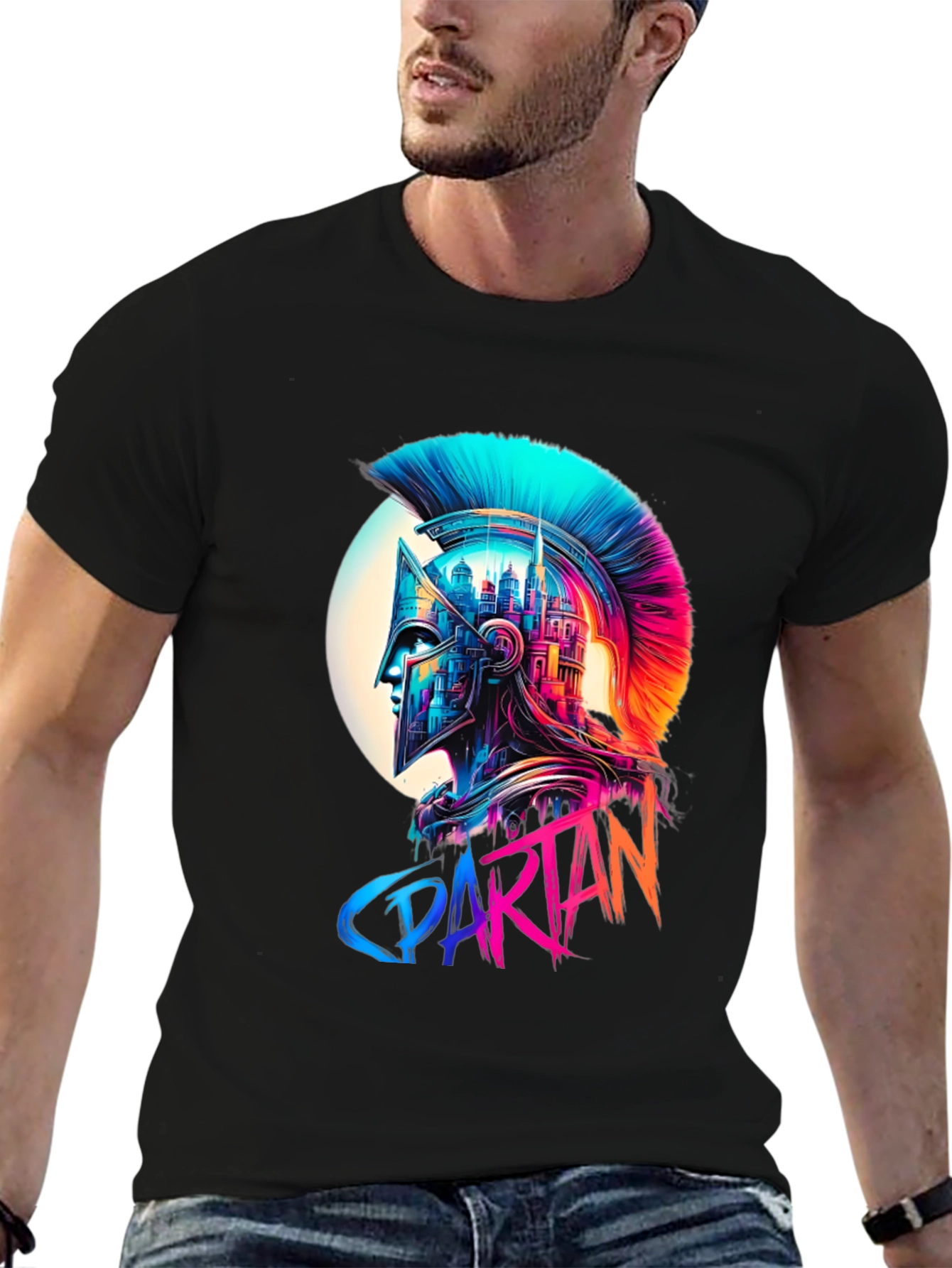Spartan Warrior Helmet Graphic T-Shirt