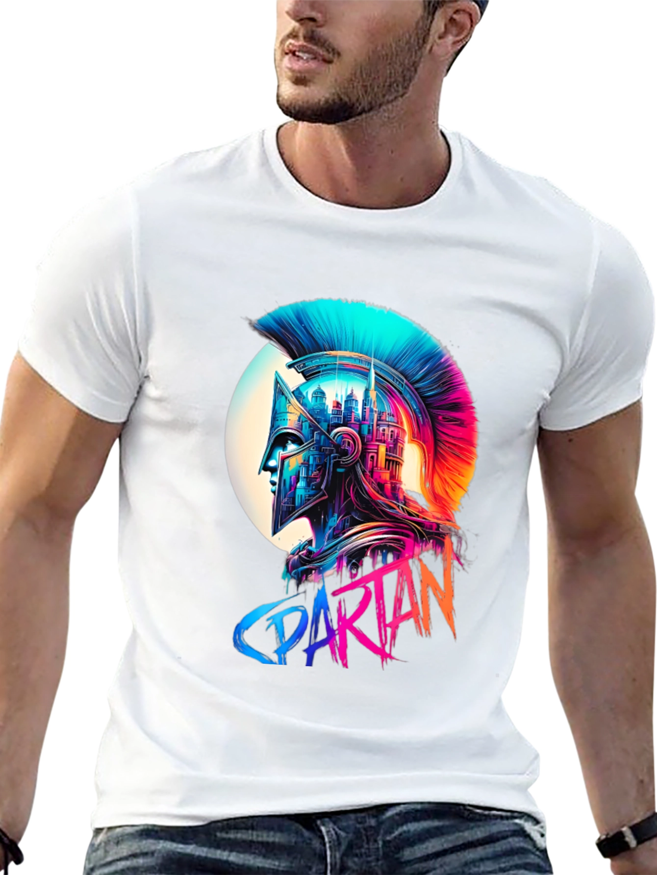 Spartan Warrior Helmet Graphic T-Shirt